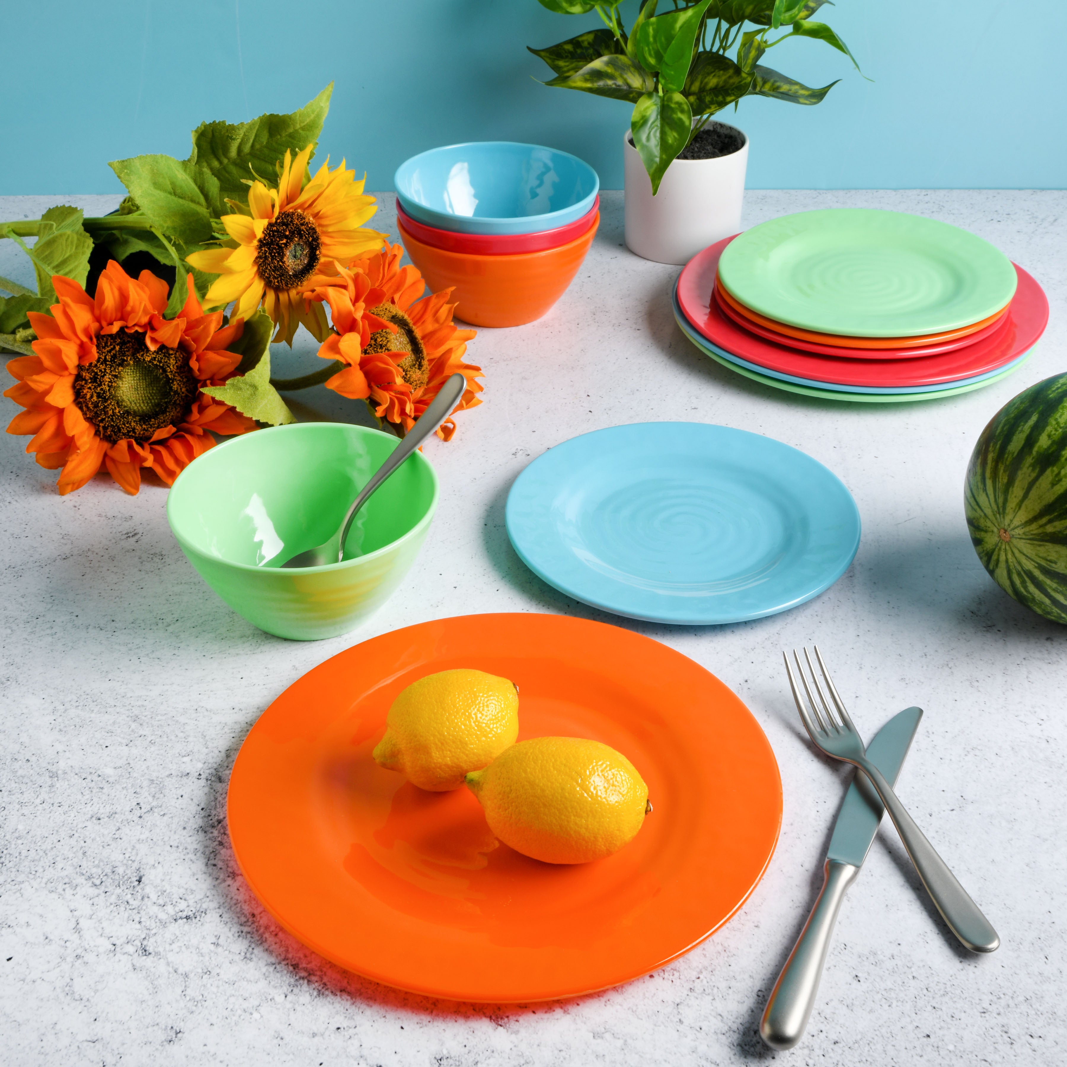 Gibson Home Brist 12-Piece Melamine Dinnerware Set