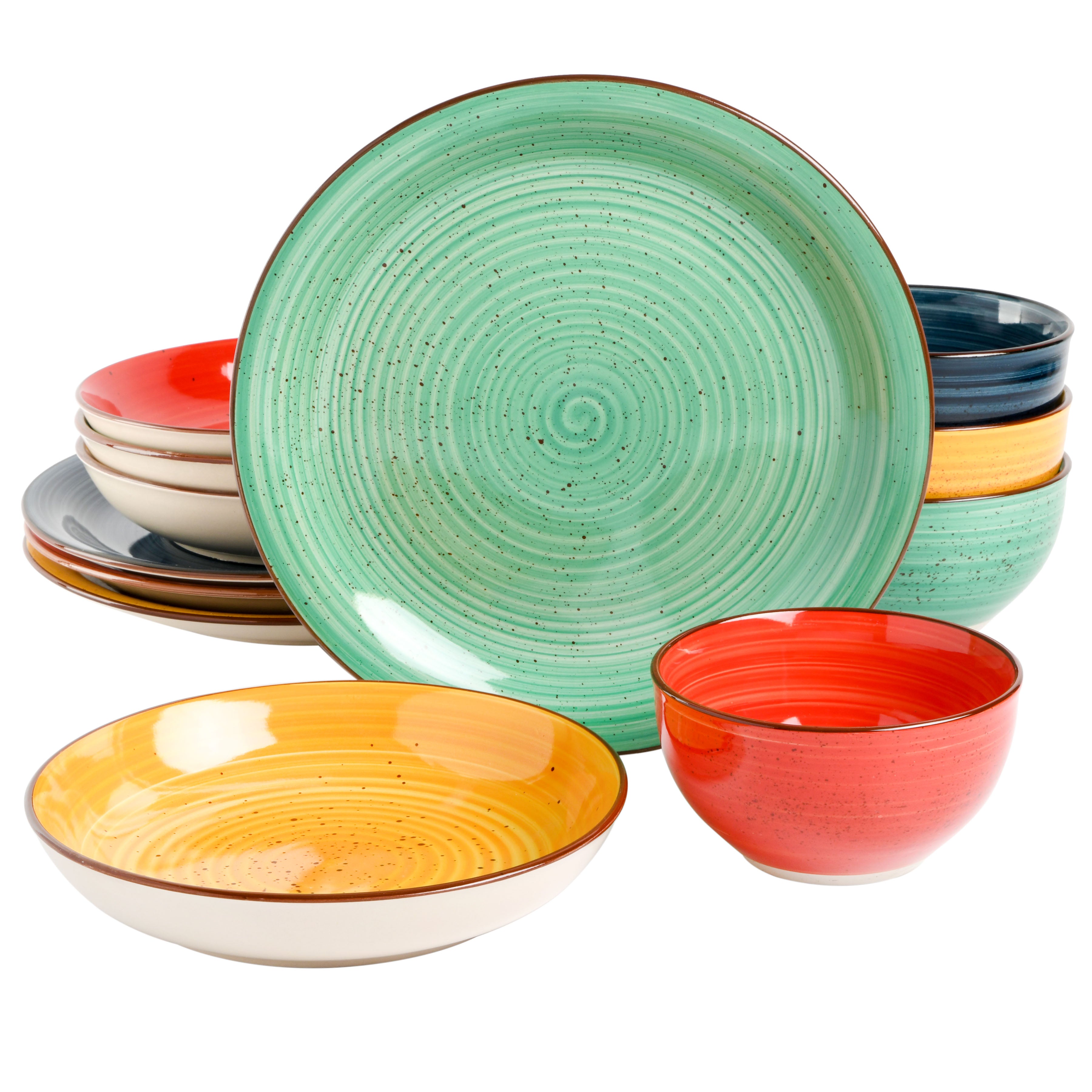 Gibson Home Color Speckle 12-Piece Stoneware Dinnerware Set
