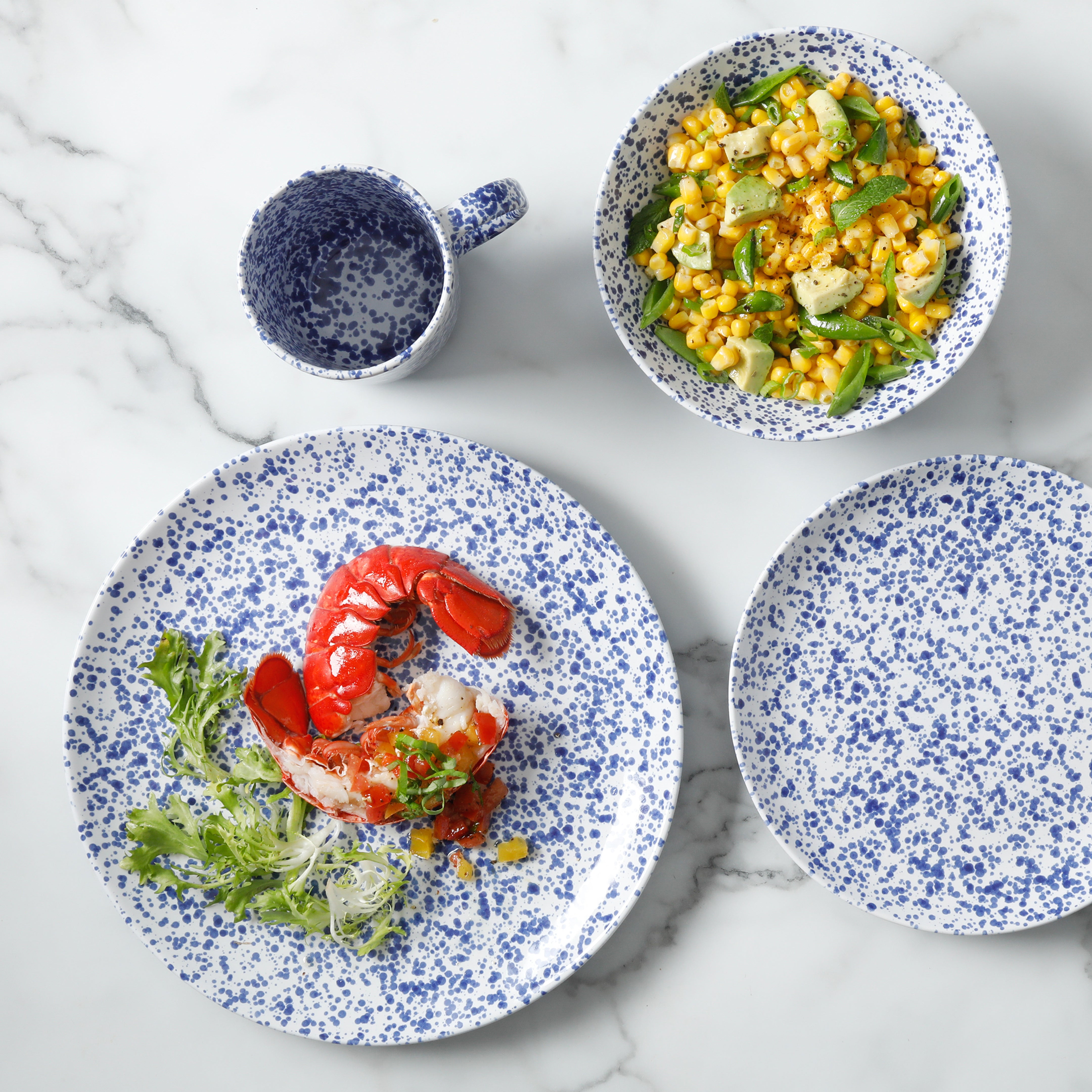 Martha Stewart Warham 16-Piece Hand Painted Splatter Reactive Stoneware Dinnerware Set