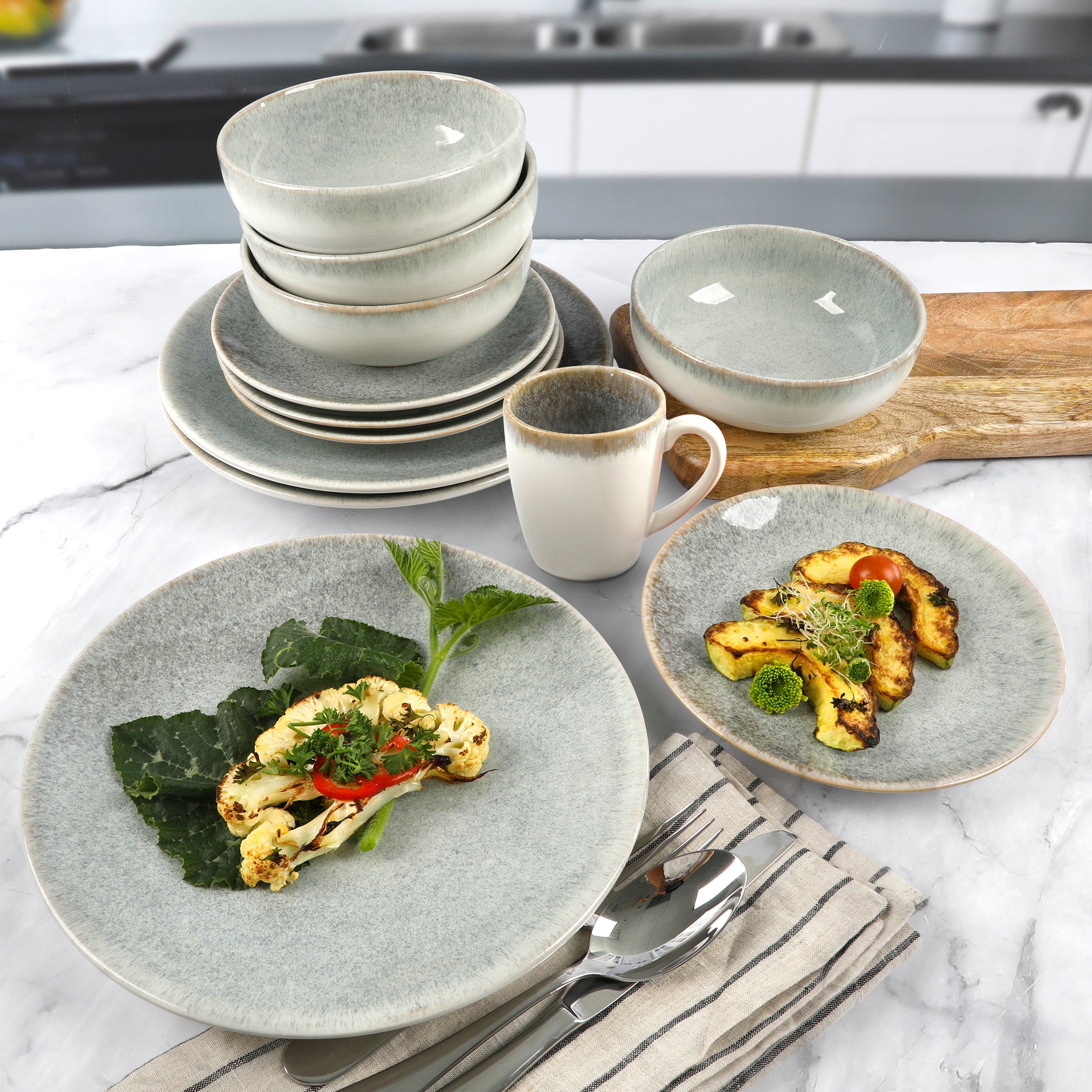 Gibson Elite Kashmir 16-Piece Reactive Stoneware Dinnerware Set