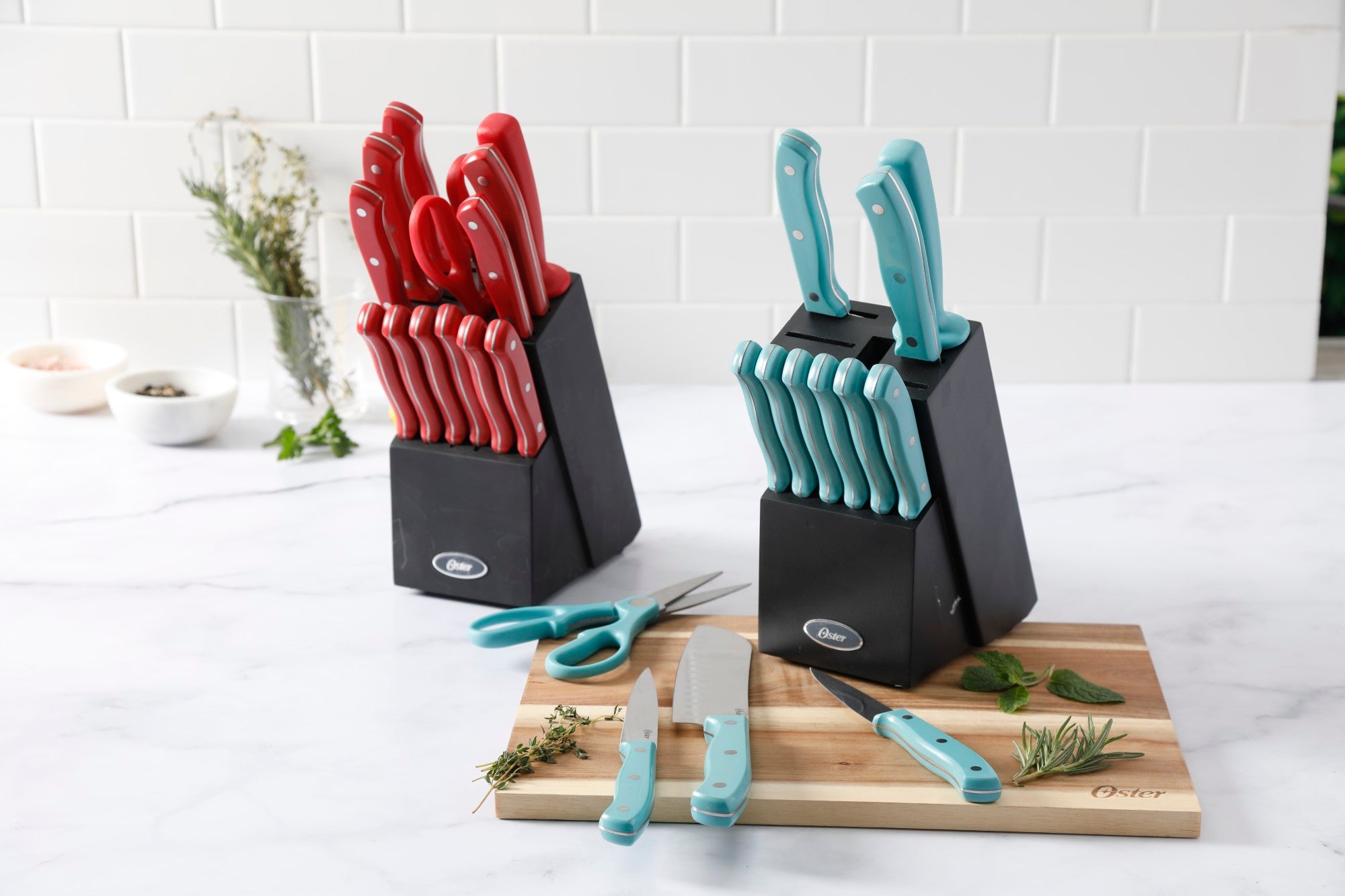 Oster Scottsdale 14-Piece Stainless Steel Cutlery Set w/ Wood Block