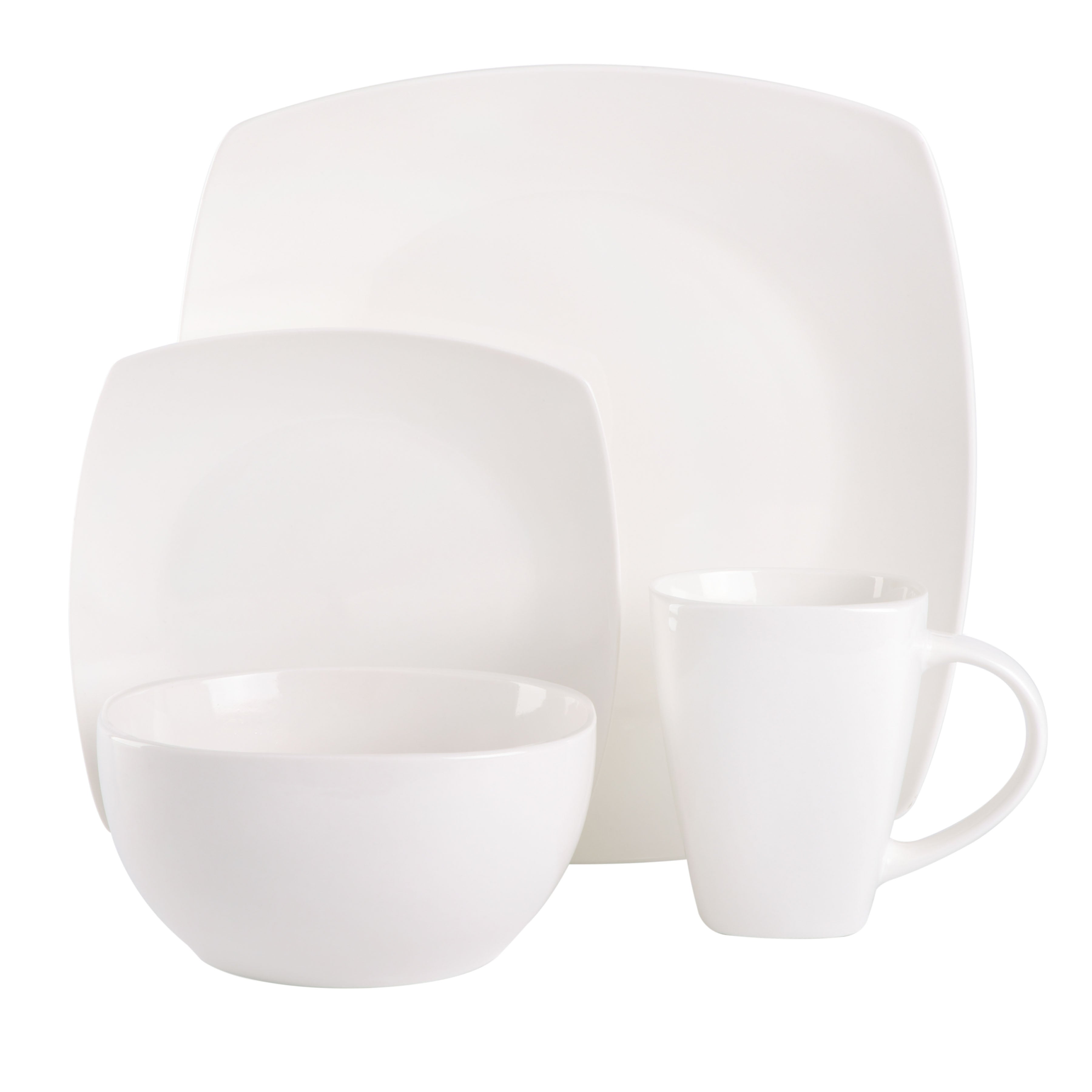 Gibson Soho Lounge Square 16-Piece Porcelain Dinnerware Set - White