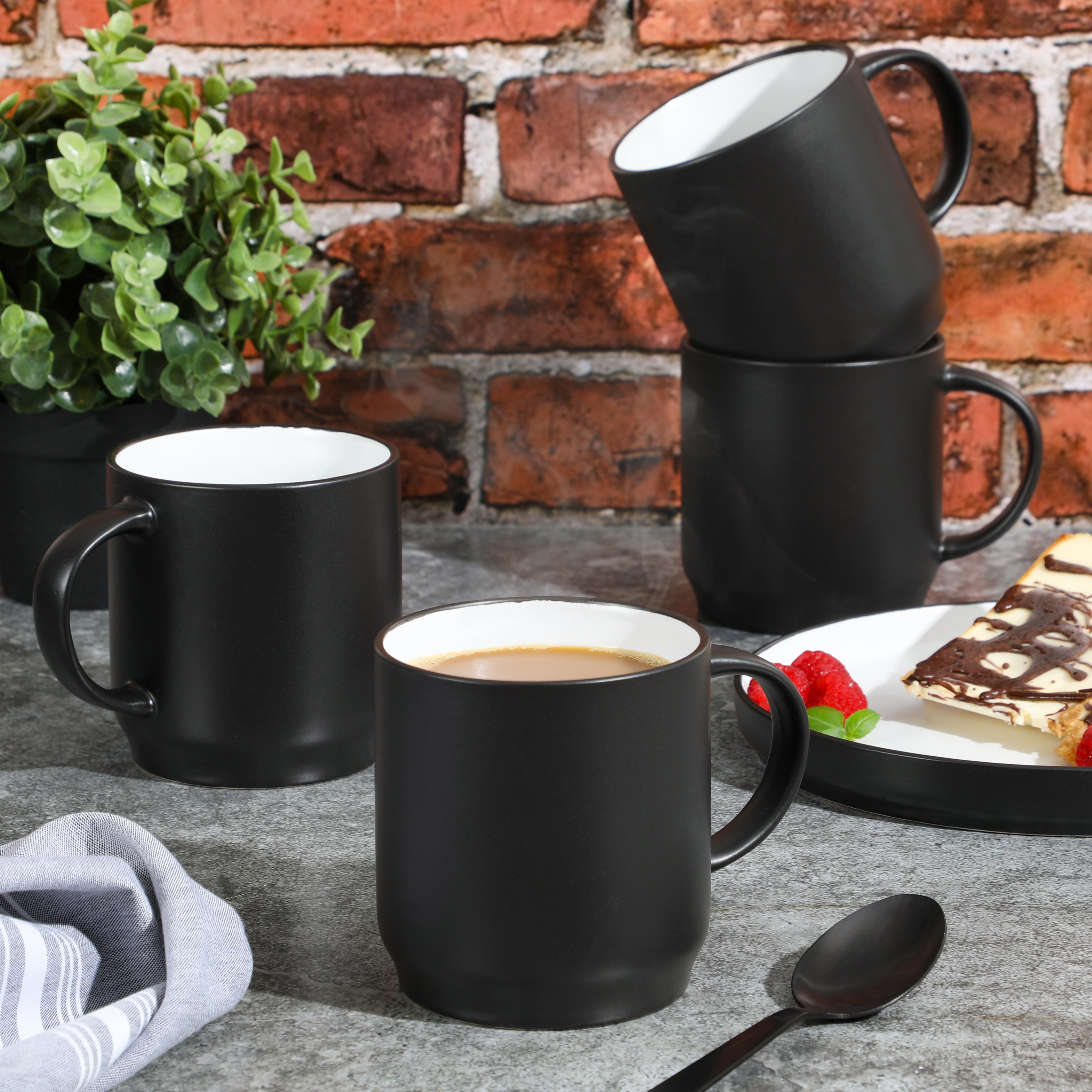 Babish 4 Pack Stoneware Stackable Mugs