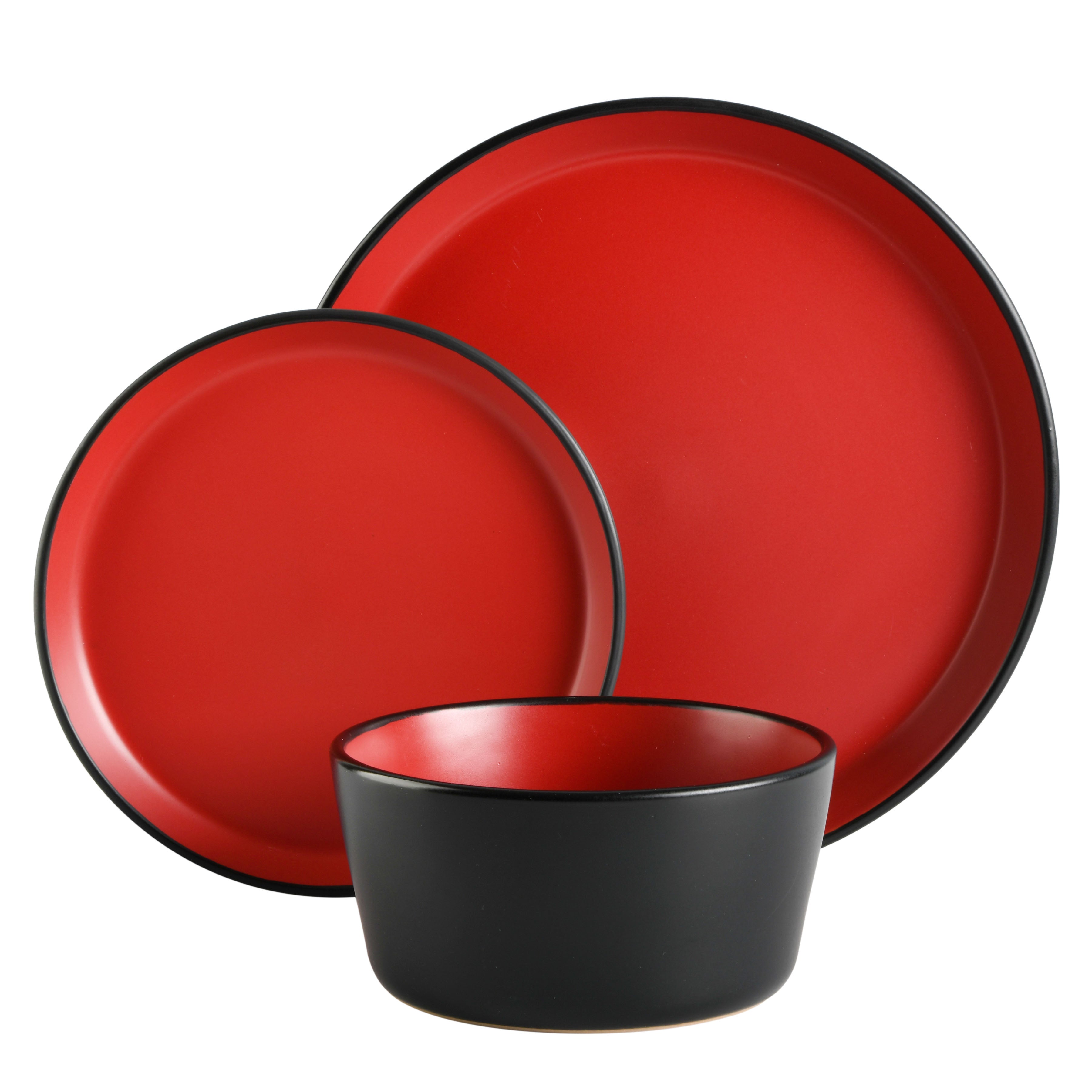 Gibson Soho Lounge Sofia 12-Piece Coupe Matte Glaze Stoneware Dinnerware Set