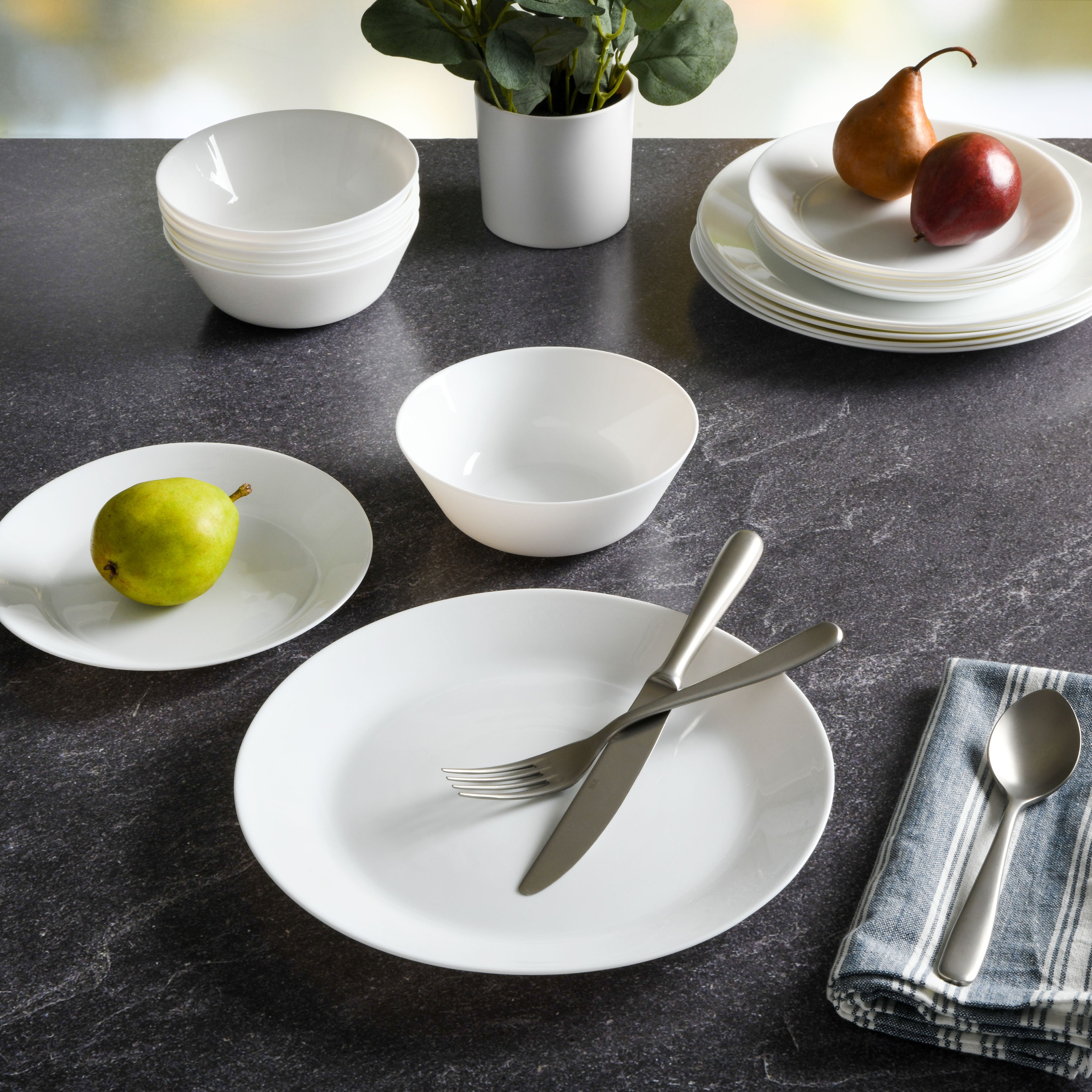 Gibson Home Ultra Round 18-Piece Opal Glass Dinnerware Set