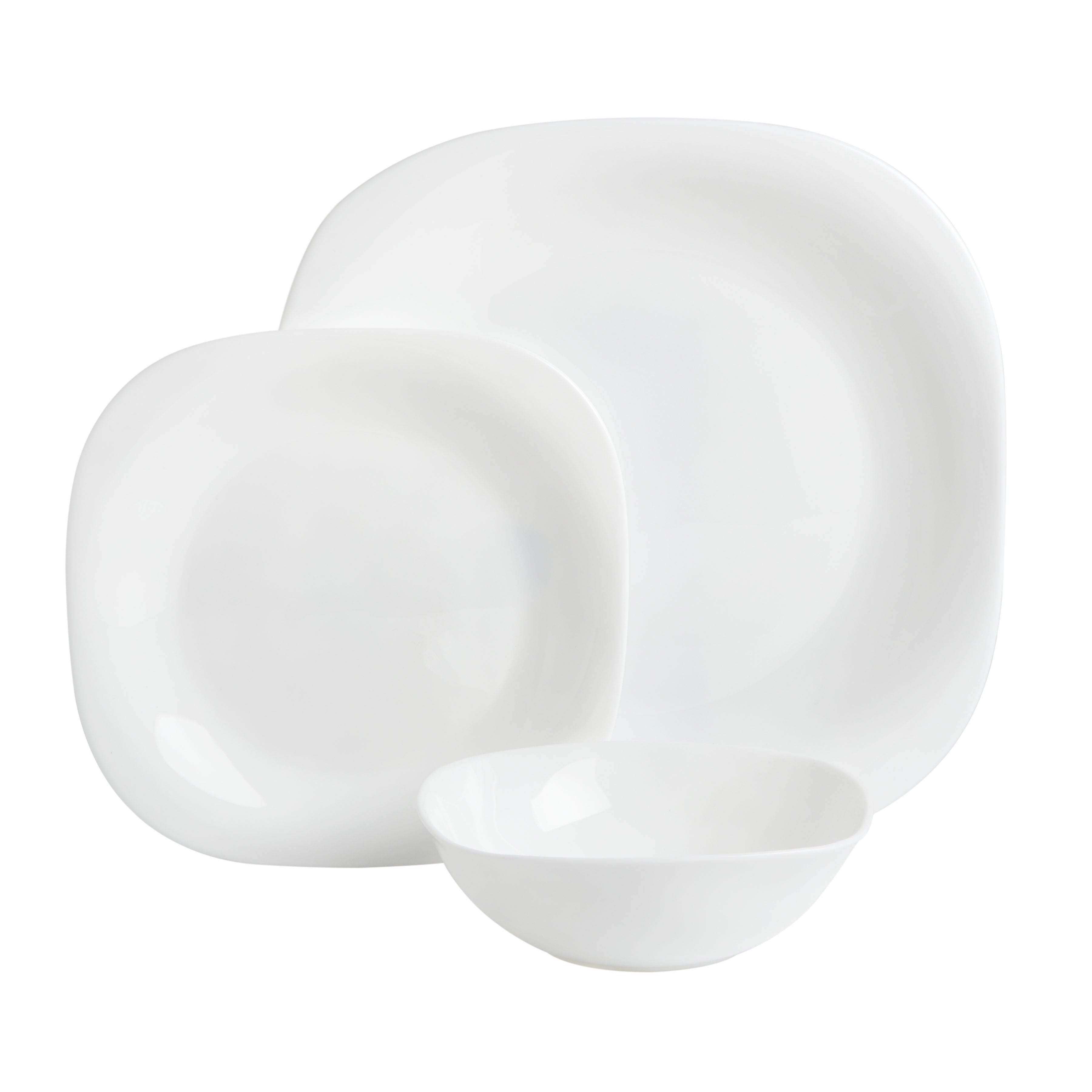 Gibson Home Ultra Soft Square 18-Piece Opal Glass Dinnerware Set