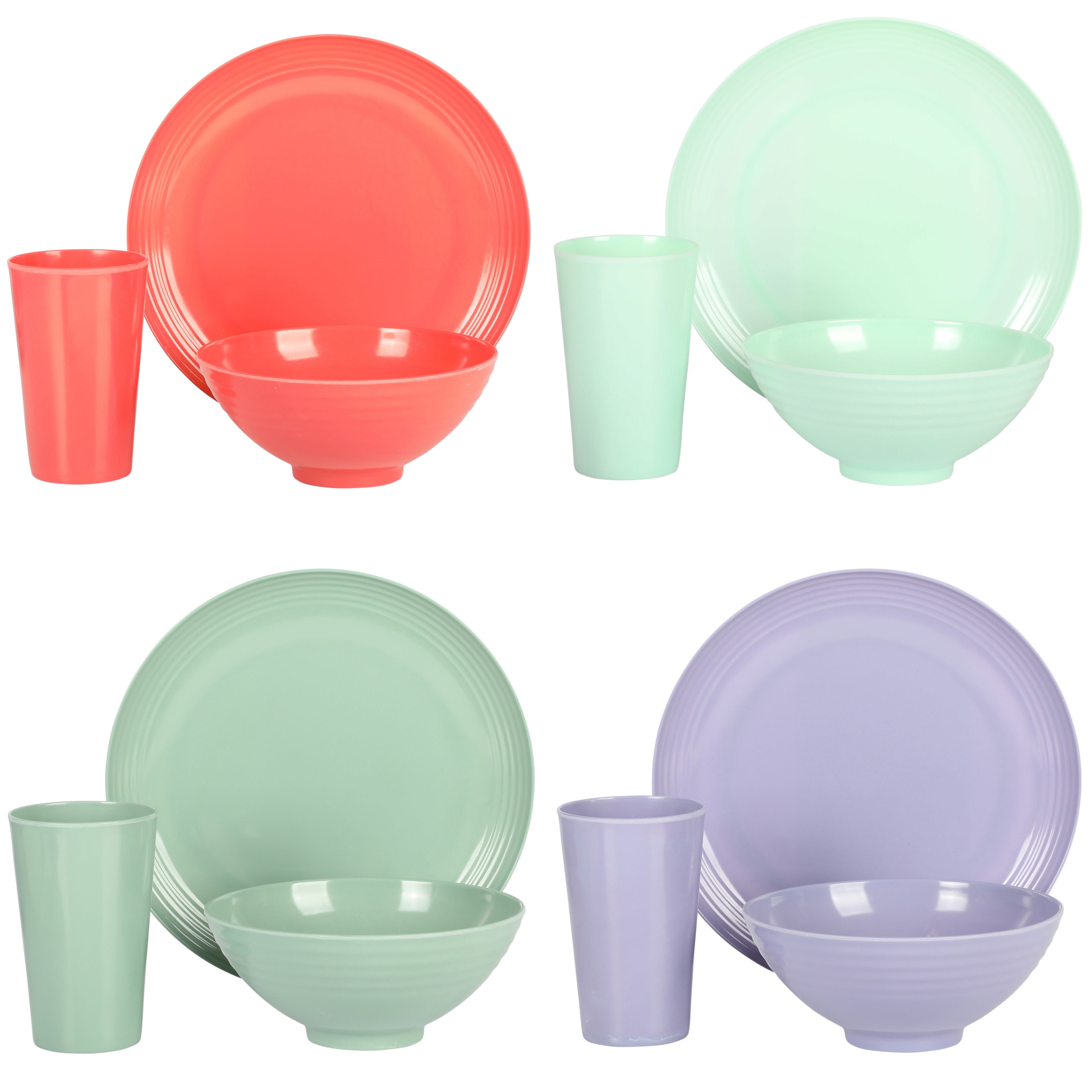 Gibson Home Zelly 12-Piece Coupe Embossed Melamine Dinnerware Set