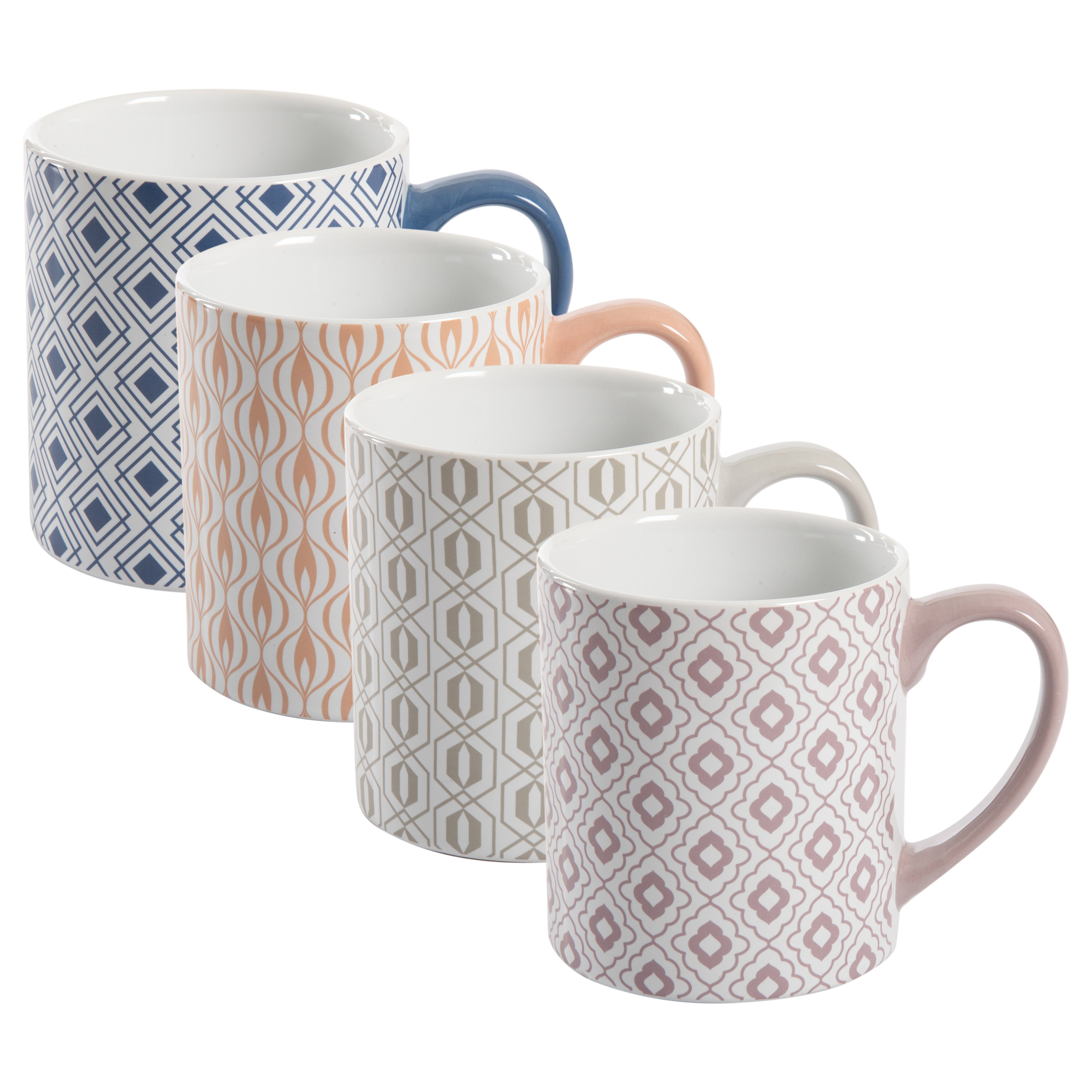 Mr. Coffee Bliss 4-Pack 20oz Assorted Design Stoneware Mug Set