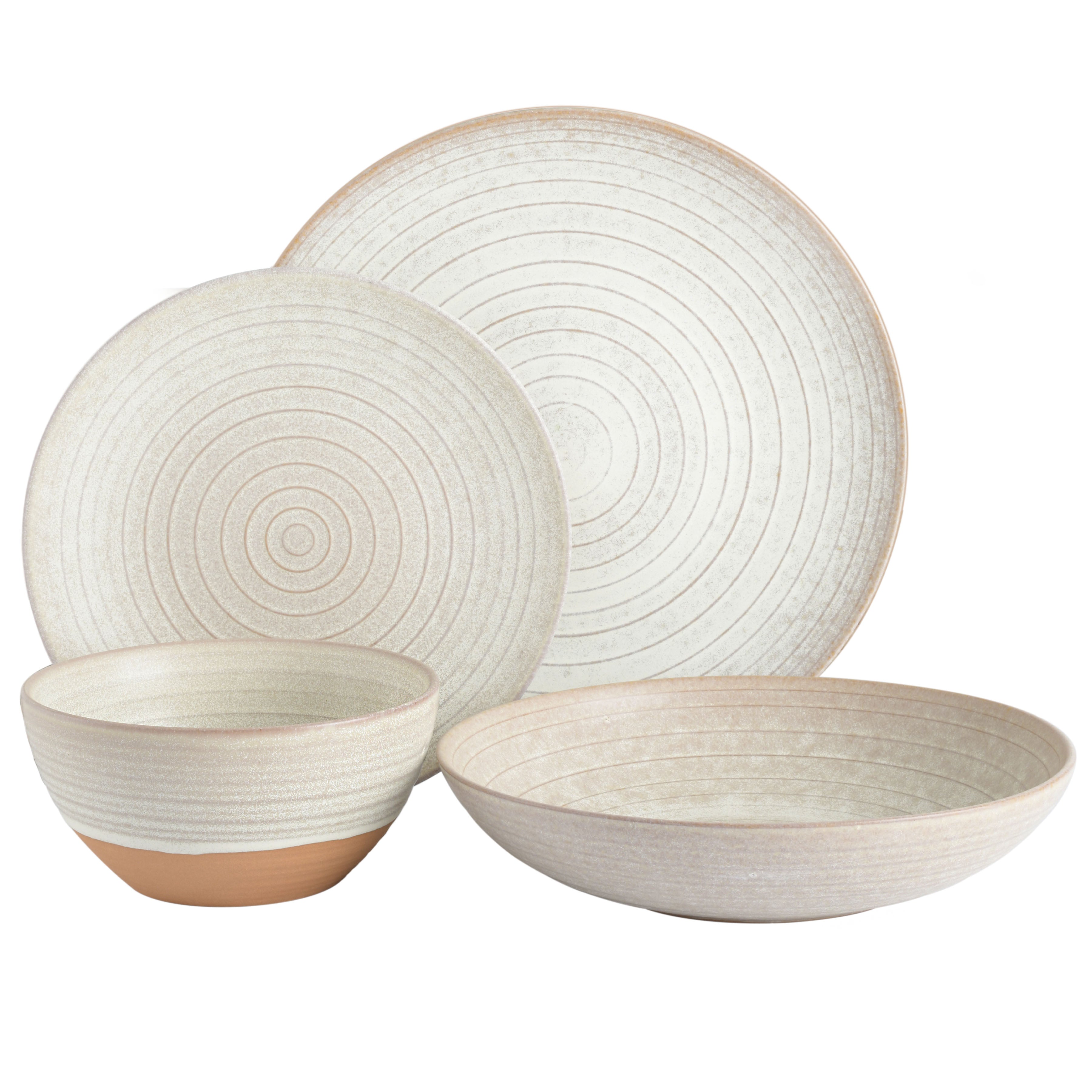 Gibson Elite Dreamweaver 16-Piece Double Bowl Terracotta Reactive Dinnerware Set