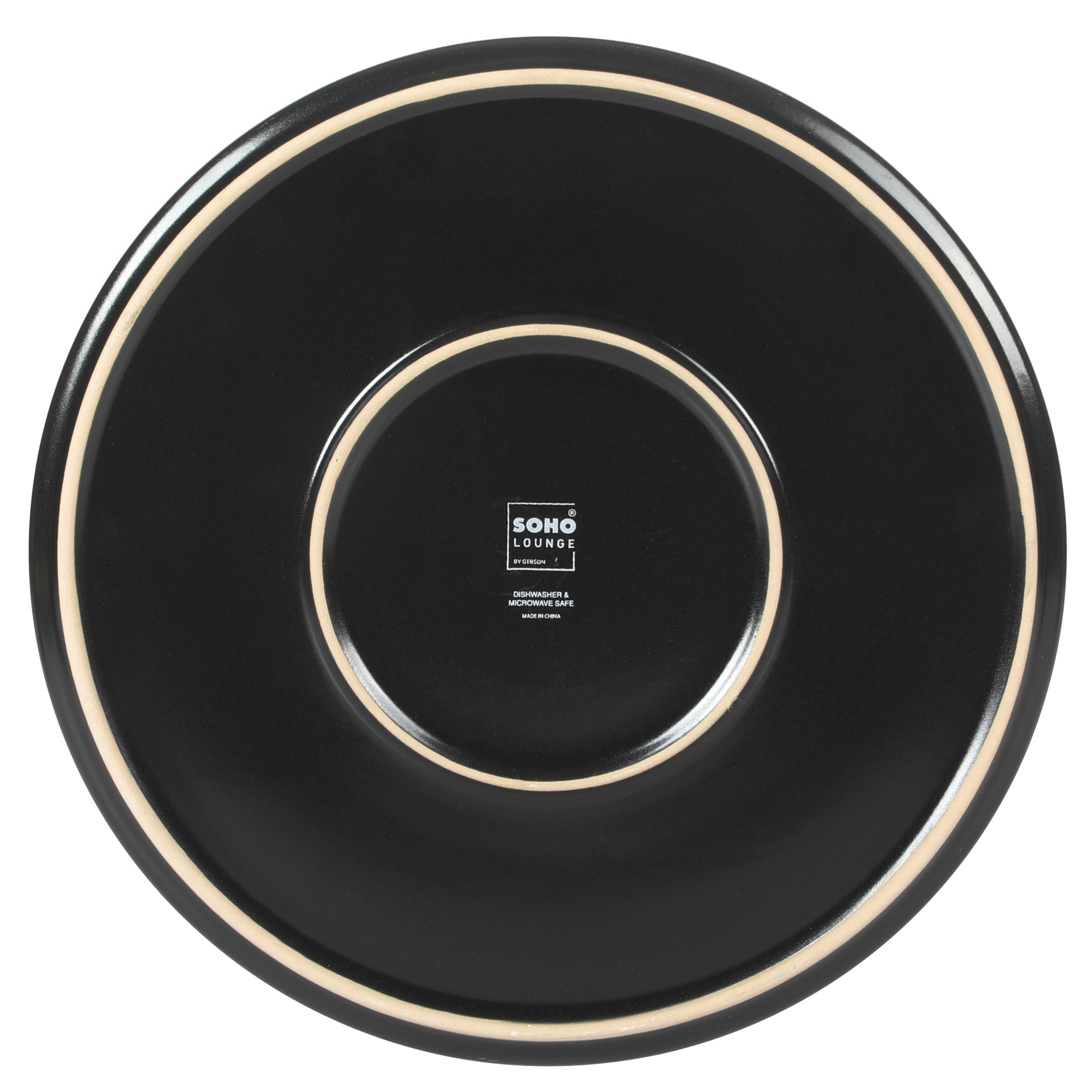 Gibson Soho Lounge Bowery 32 Piece Matte Black Stoneware Dinnerware Plates, Bowls, and Mugs Set - Service for 8
