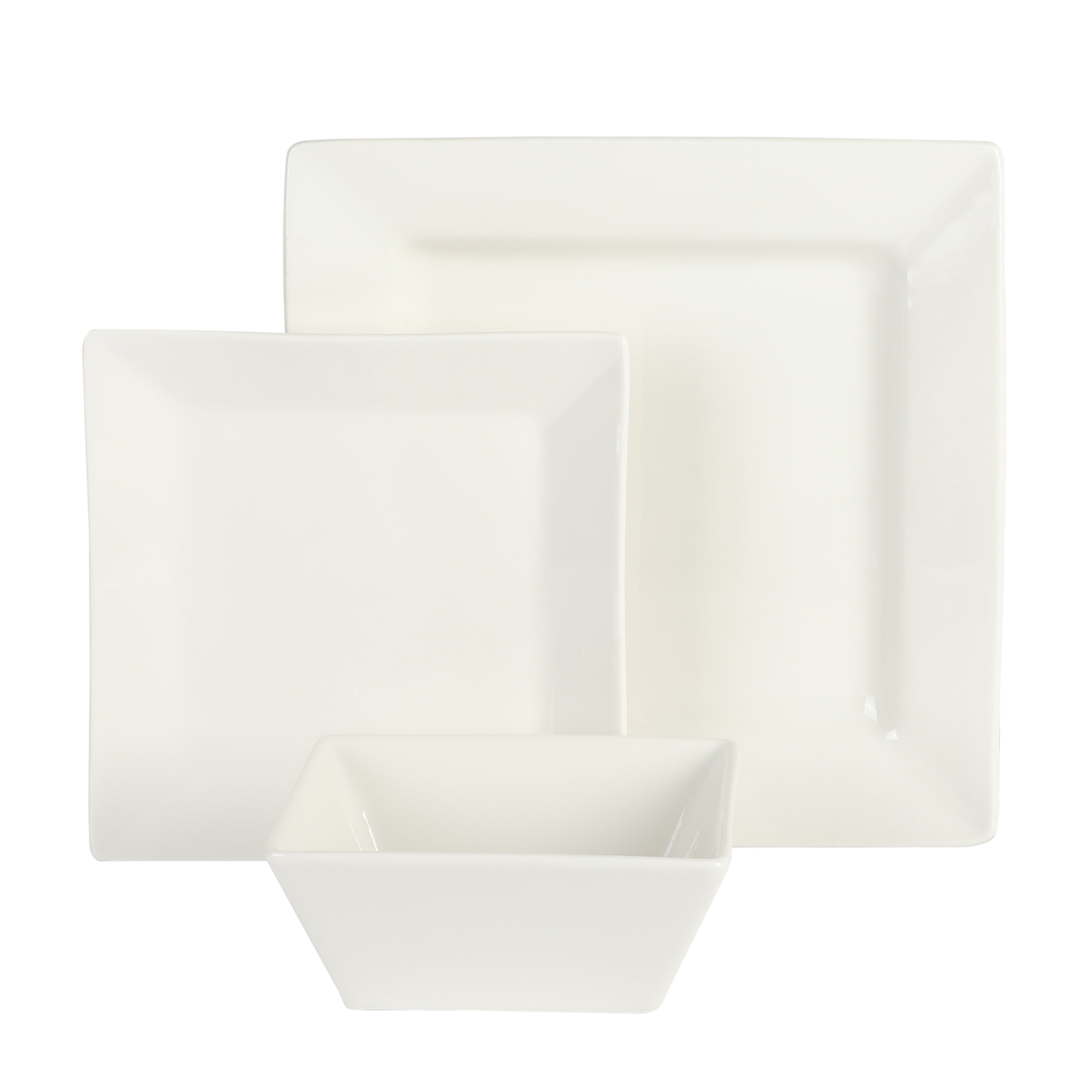 Gibson Home Zen Buffet Hard Square 24-Piece Porcelain Dinnerware Set