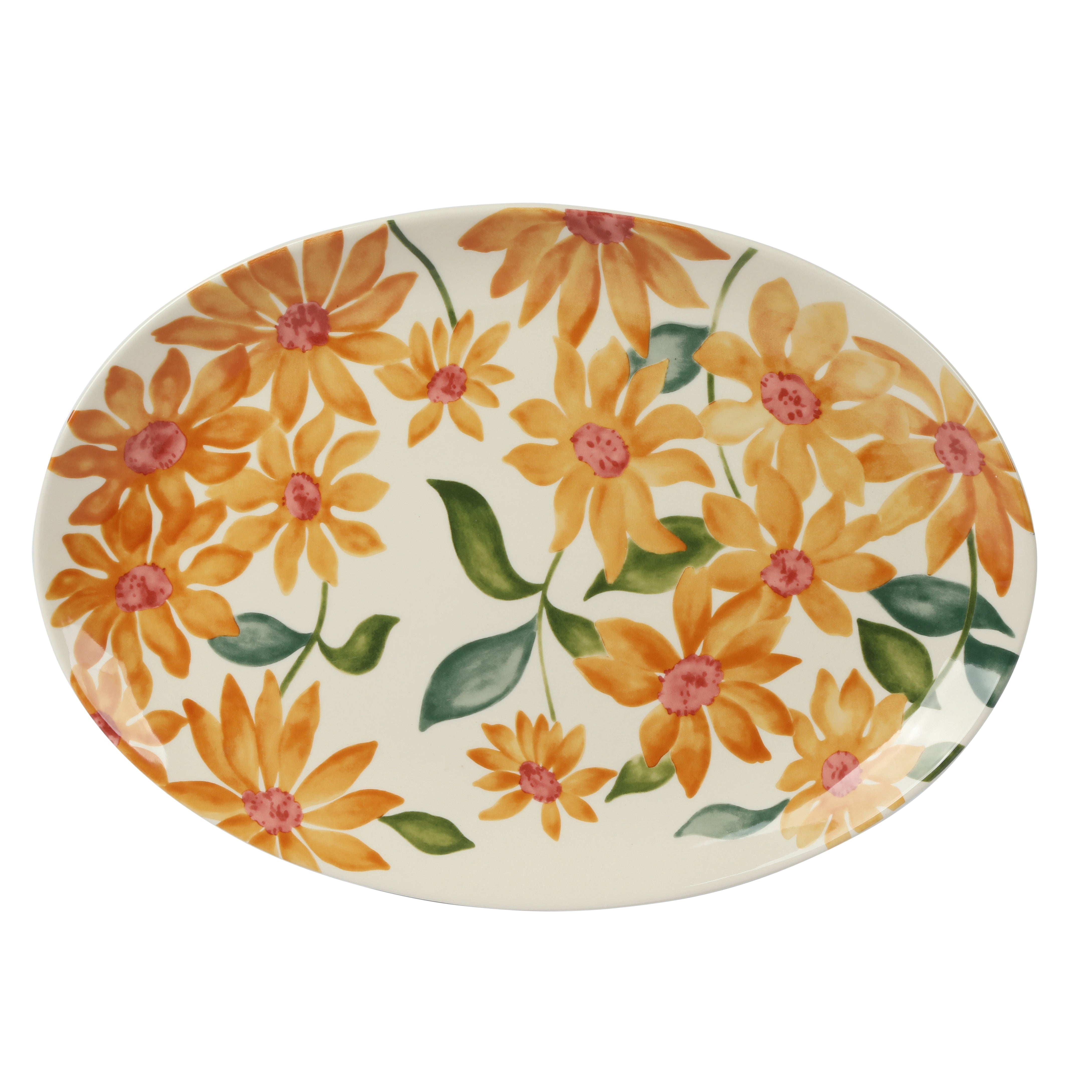 Bloomhouse Sunnyflower 2-Piece Hand-Painted Floral Stoneware Serving Set