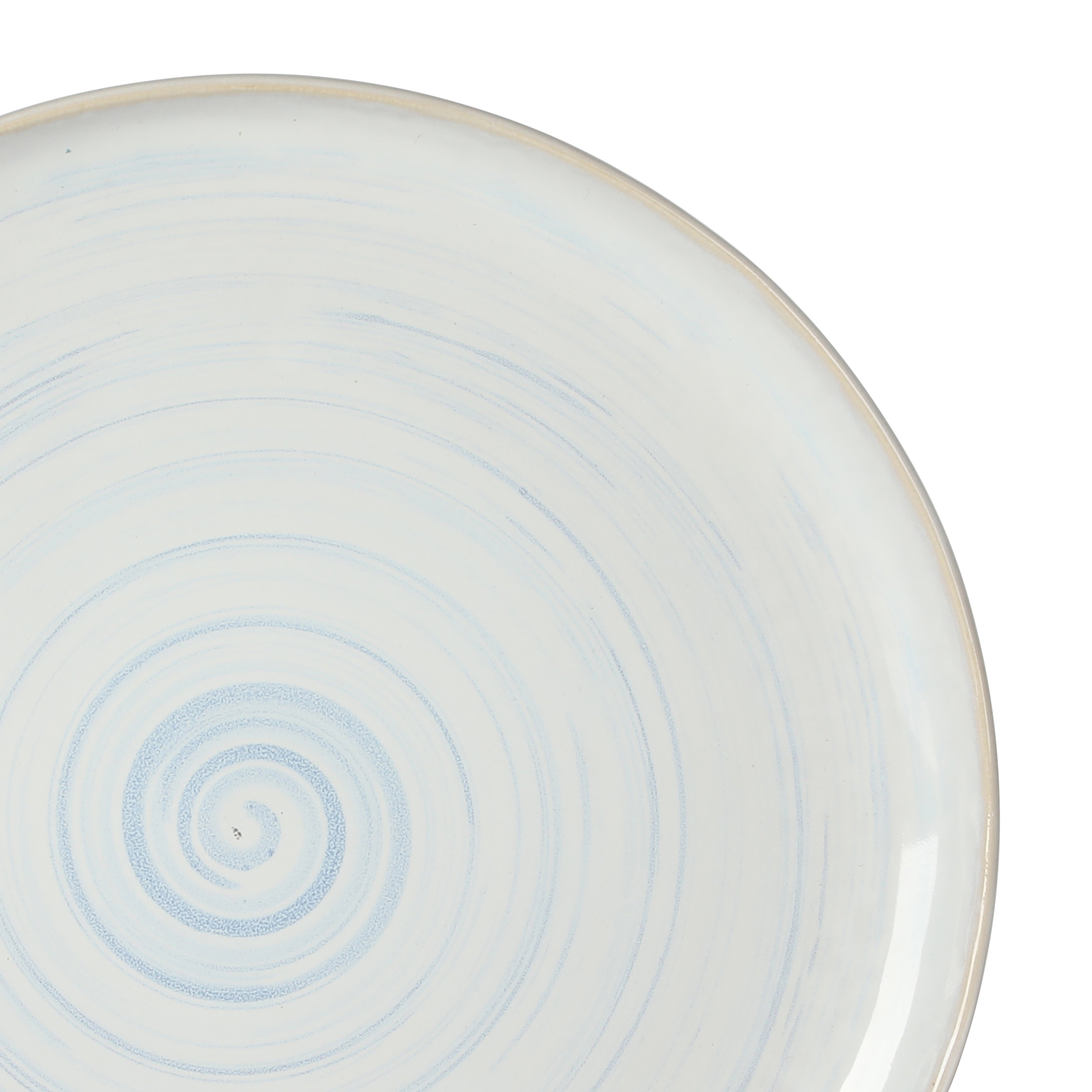 Gibson Elite Auckland Blue Swirl Stoneware Reactive Glaze 16 Piece (Service for 4) Plates and Bowls Dinnerware Set