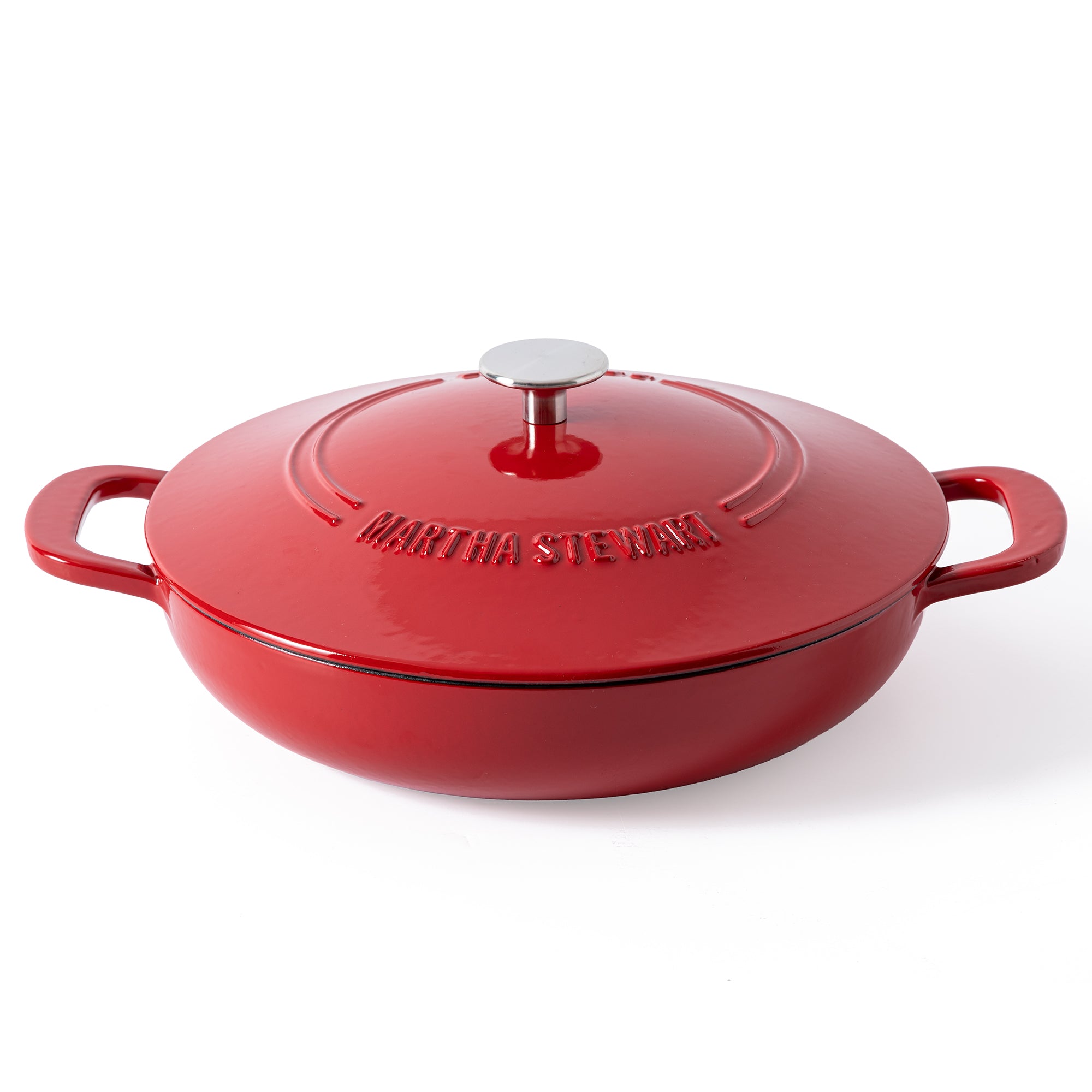 Martha Stewart  Gatwick 3.5-Quart Enameled Cast Iron Dutch Oven Braiser - Red