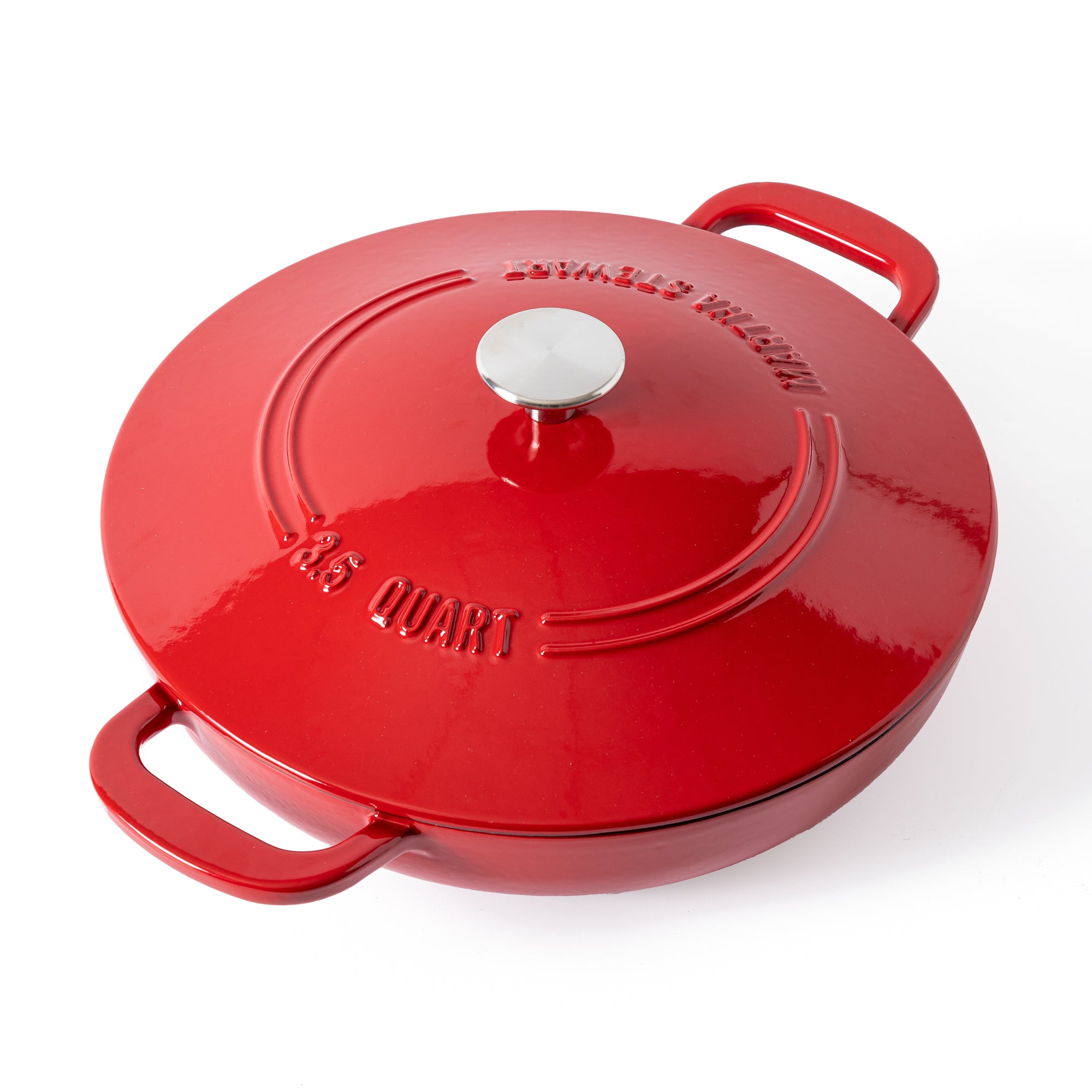 Martha Stewart  Gatwick 3.5-Quart Enameled Cast Iron Dutch Oven Braiser - Red