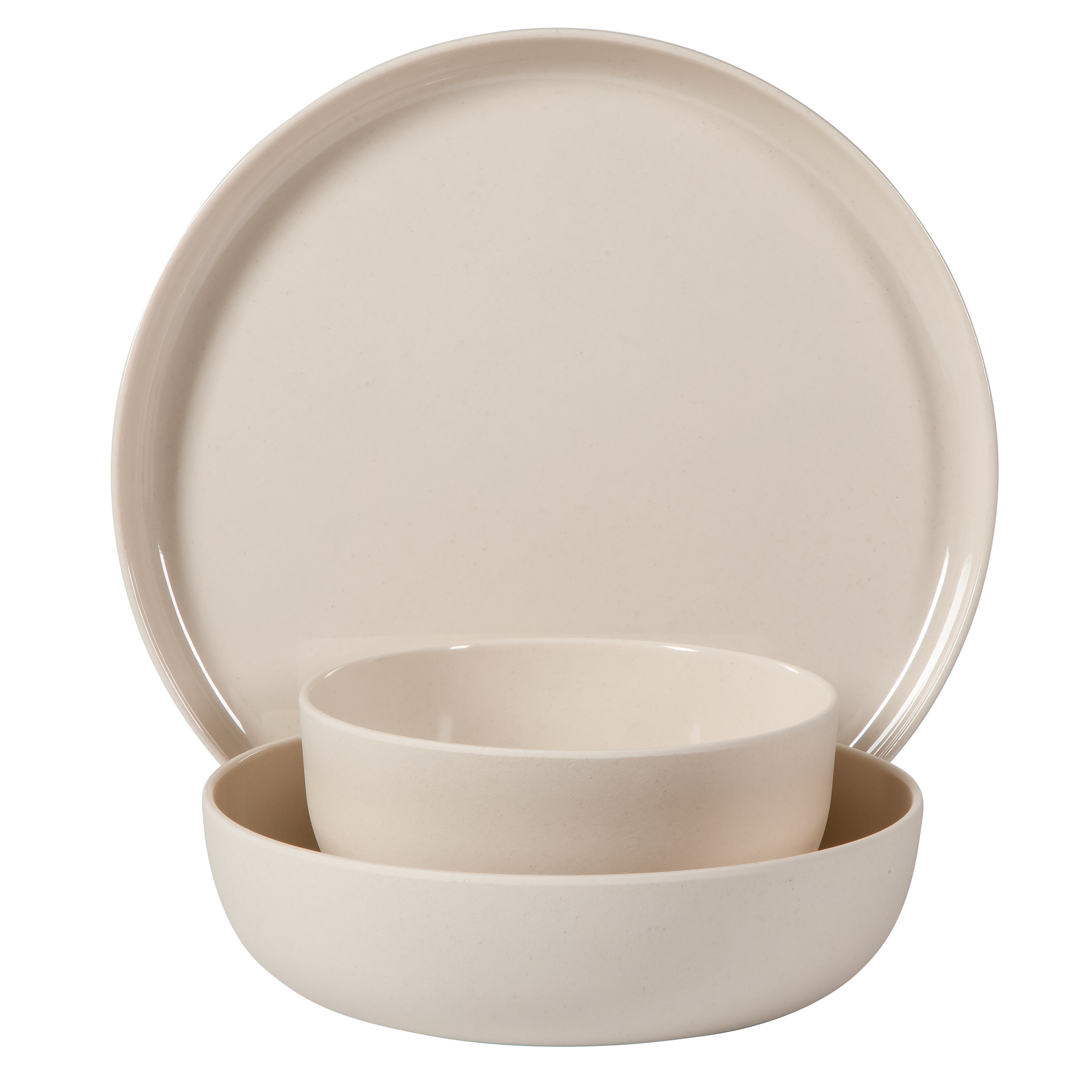 Gibson Home Candy Skies 12 Piece Unbreakable Wheat Straw Melamine Plates and Bowls Dinnerware Set - Outdoor, Camping, & Everyday Use - Matte Exterior/Shiny Interior