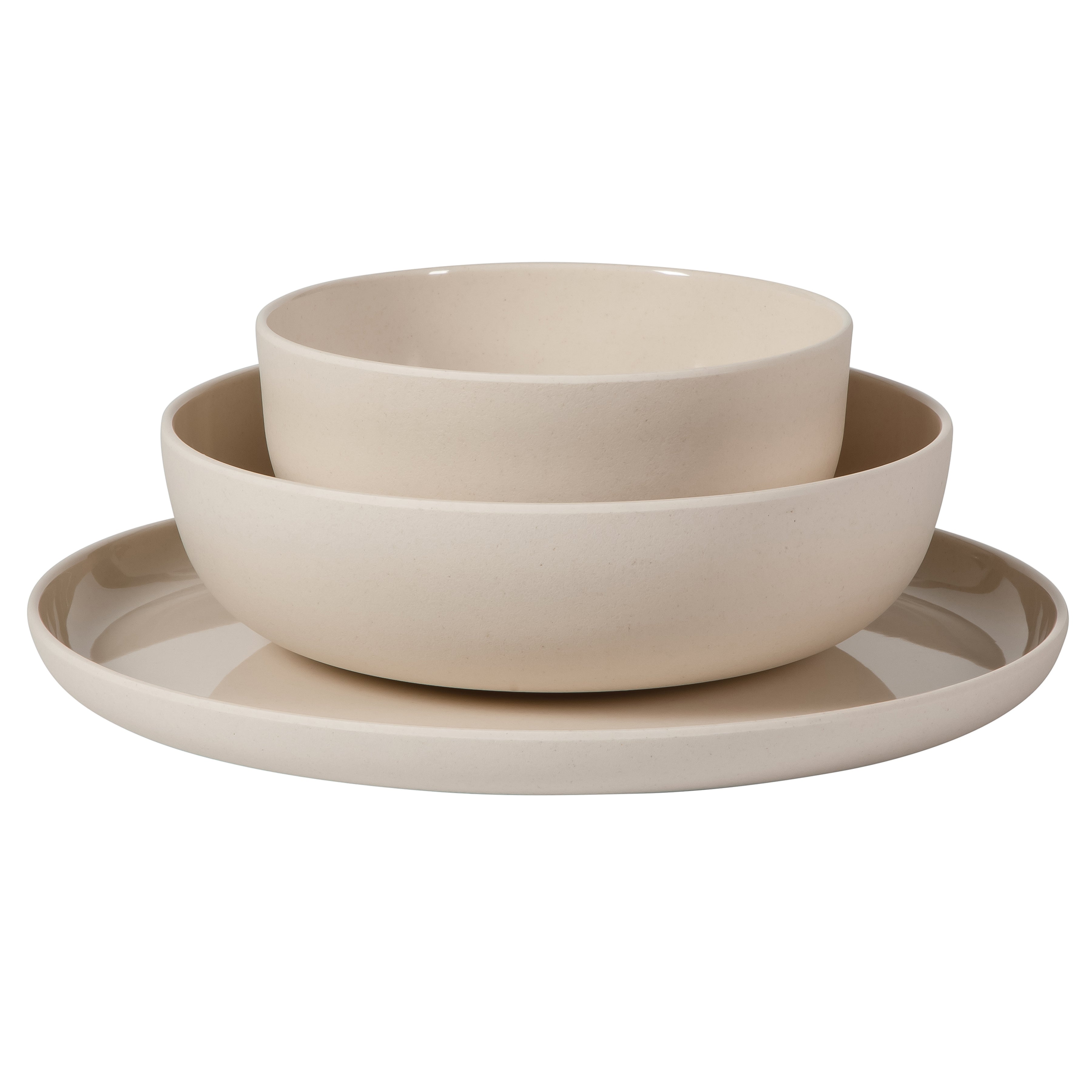 Gibson Home Candy Skies 12 Piece Unbreakable Wheat Straw Melamine Plates and Bowls Dinnerware Set - Outdoor, Camping, & Everyday Use - Matte Exterior/Shiny Interior
