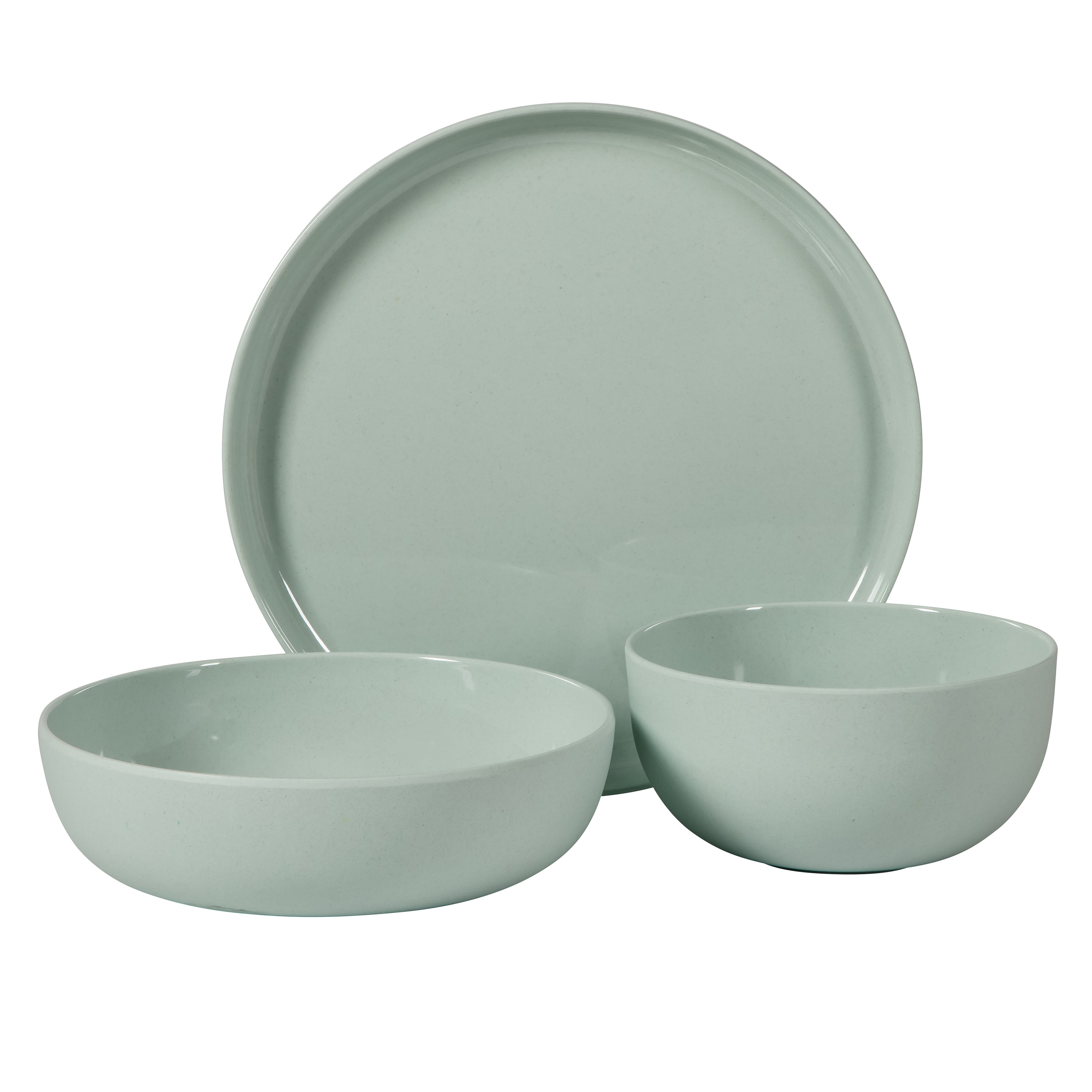 Gibson Home Candy Skies 12 Piece Unbreakable Wheat Straw Melamine Plates and Bowls Dinnerware Set - Outdoor, Camping, & Everyday Use - Matte Exterior/Shiny Interior