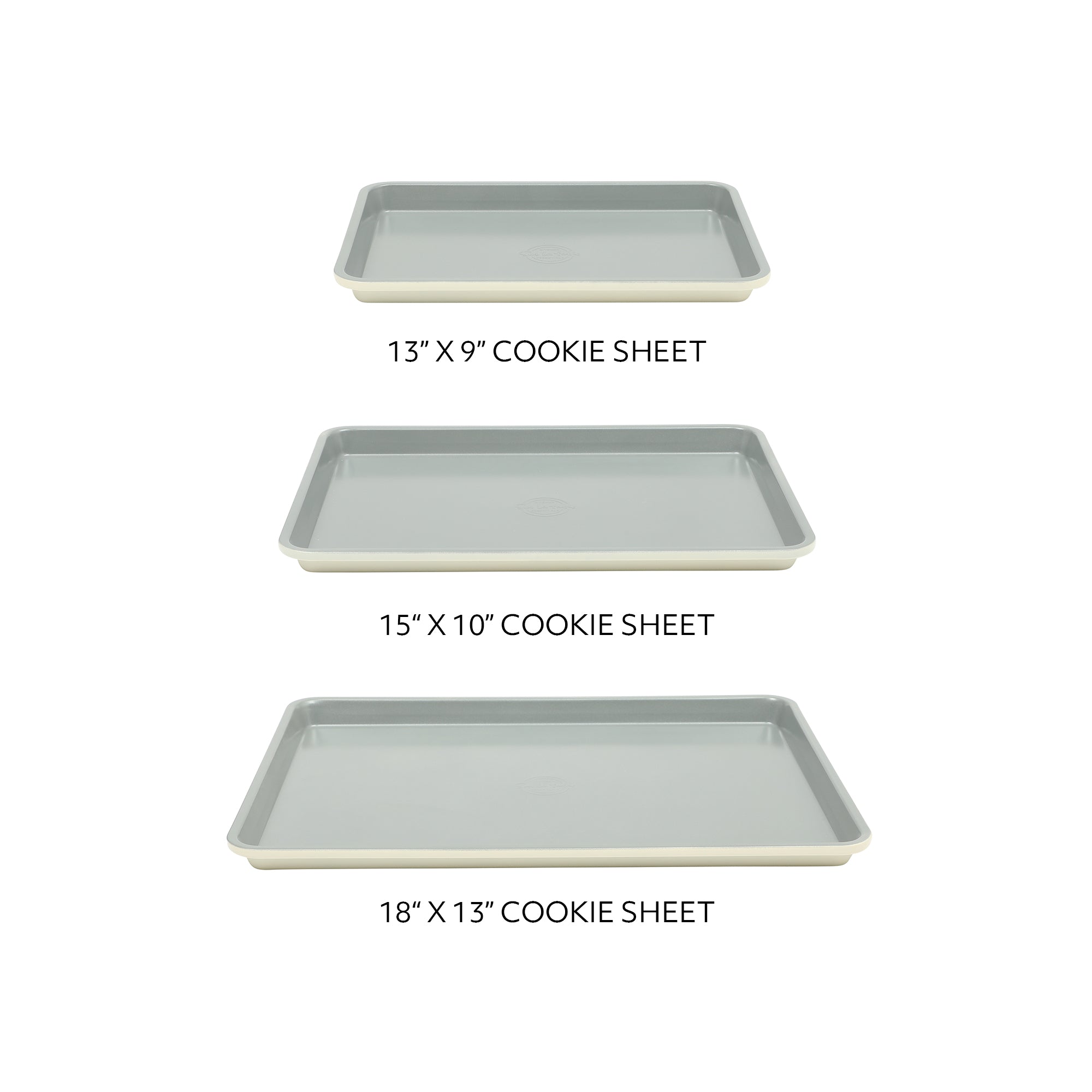 Sur La Table Kitchen Essentials Bake Sale 3-Piece Cookie Sheet Set – Nonstick Carbon Steel Baking Pans (13, 15, 18 Inch) – Grey Easy-Clean Oven Trays for Cookies, Roasting & More