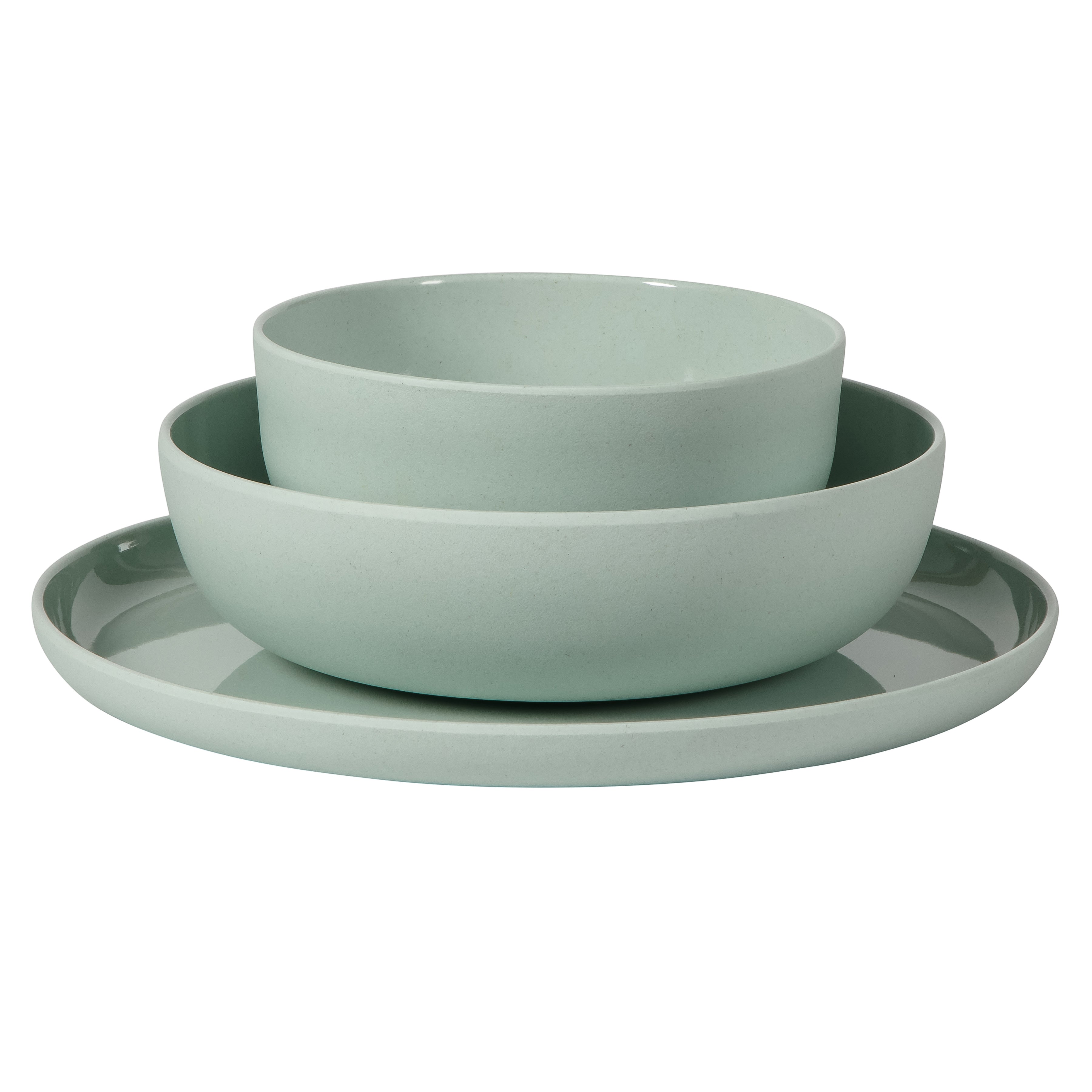 Gibson Home Candy Skies 12 Piece Unbreakable Wheat Straw Melamine Plates and Bowls Dinnerware Set - Outdoor, Camping, & Everyday Use - Matte Exterior/Shiny Interior