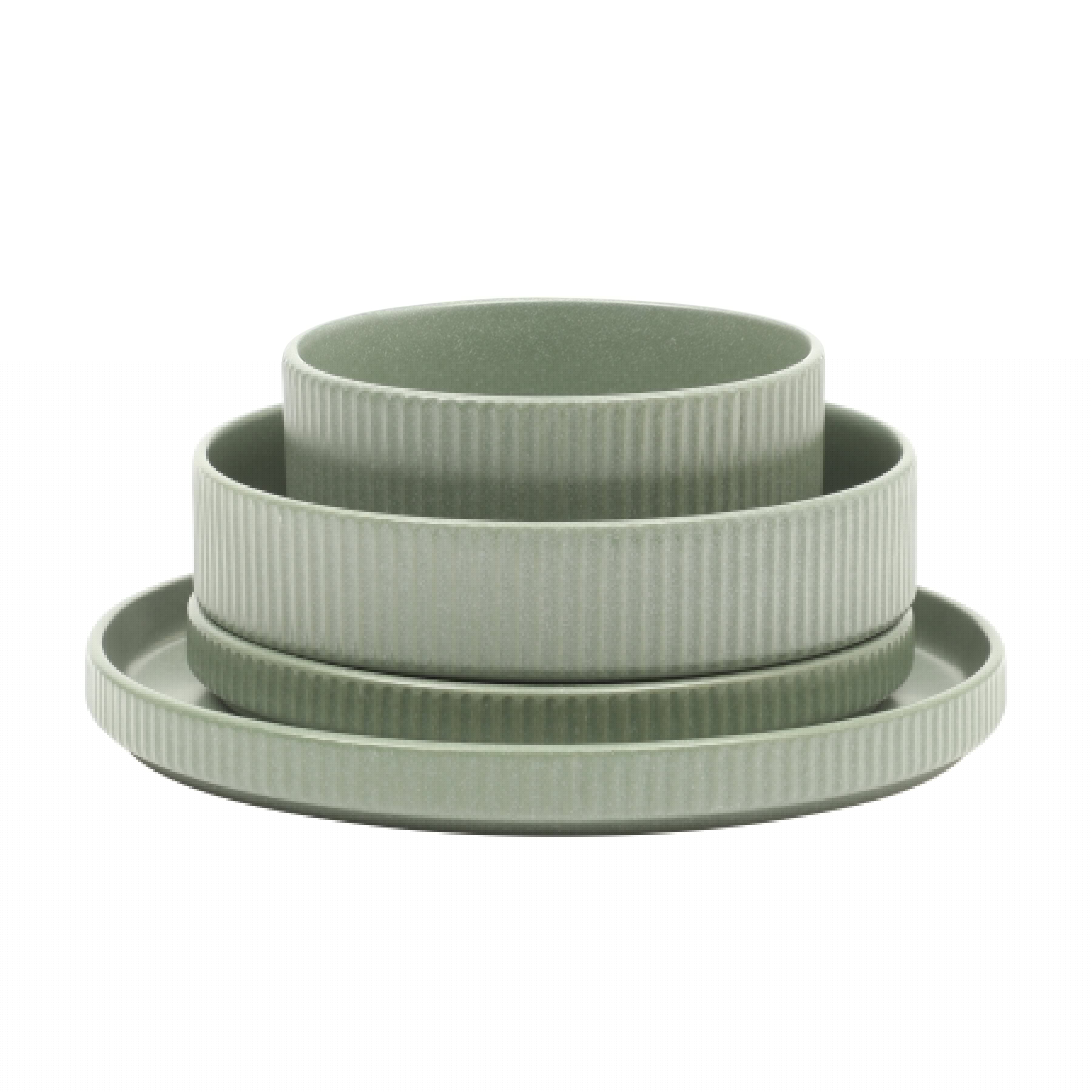 Gibson Elite Deerfield 16-Piece Stoneware Dinnerware Set – Stackable Plates and Bowls, Reactive Glaze Finish, Service for 4 – Microwave & Dishwasher Safe