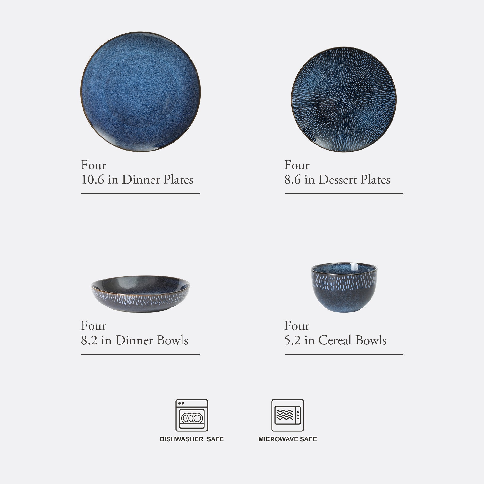 Gibson Elite Matisse 16-Piece Reactive Stoneware Double Bowl Dinnerware Set