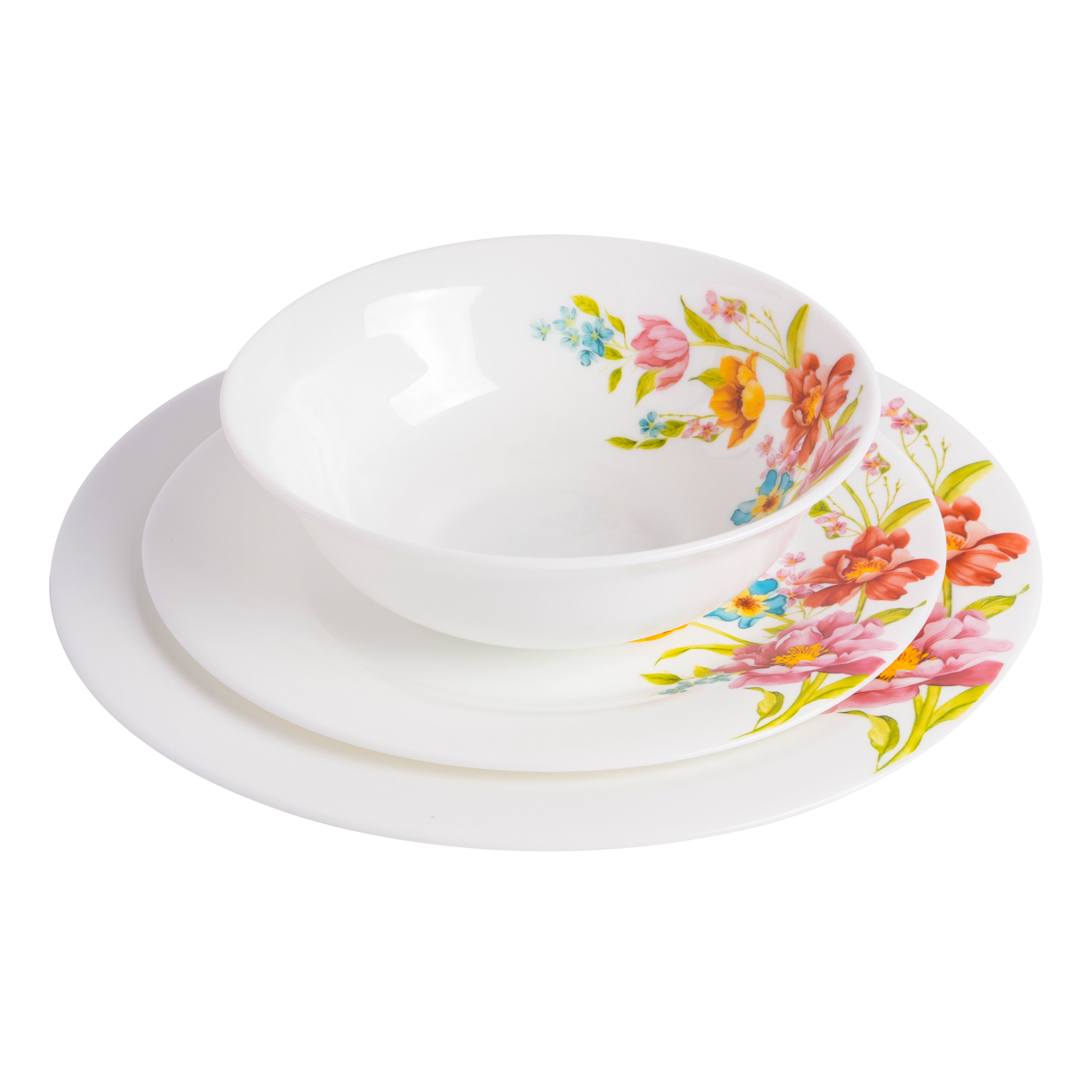 Gibson Home Ultra Round 18-Piece Opal Glass Dinnerware Set