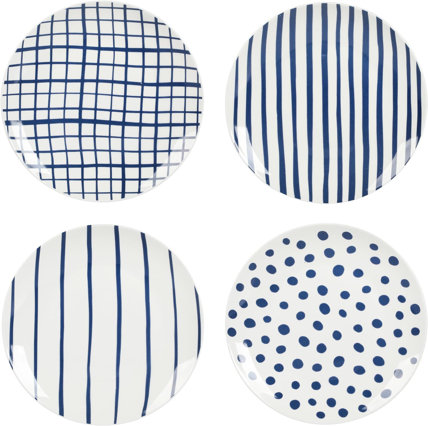 Gibson Home Seaboard Decorated White and Blue Porcelain Plates and Bowls Dinnerware Set