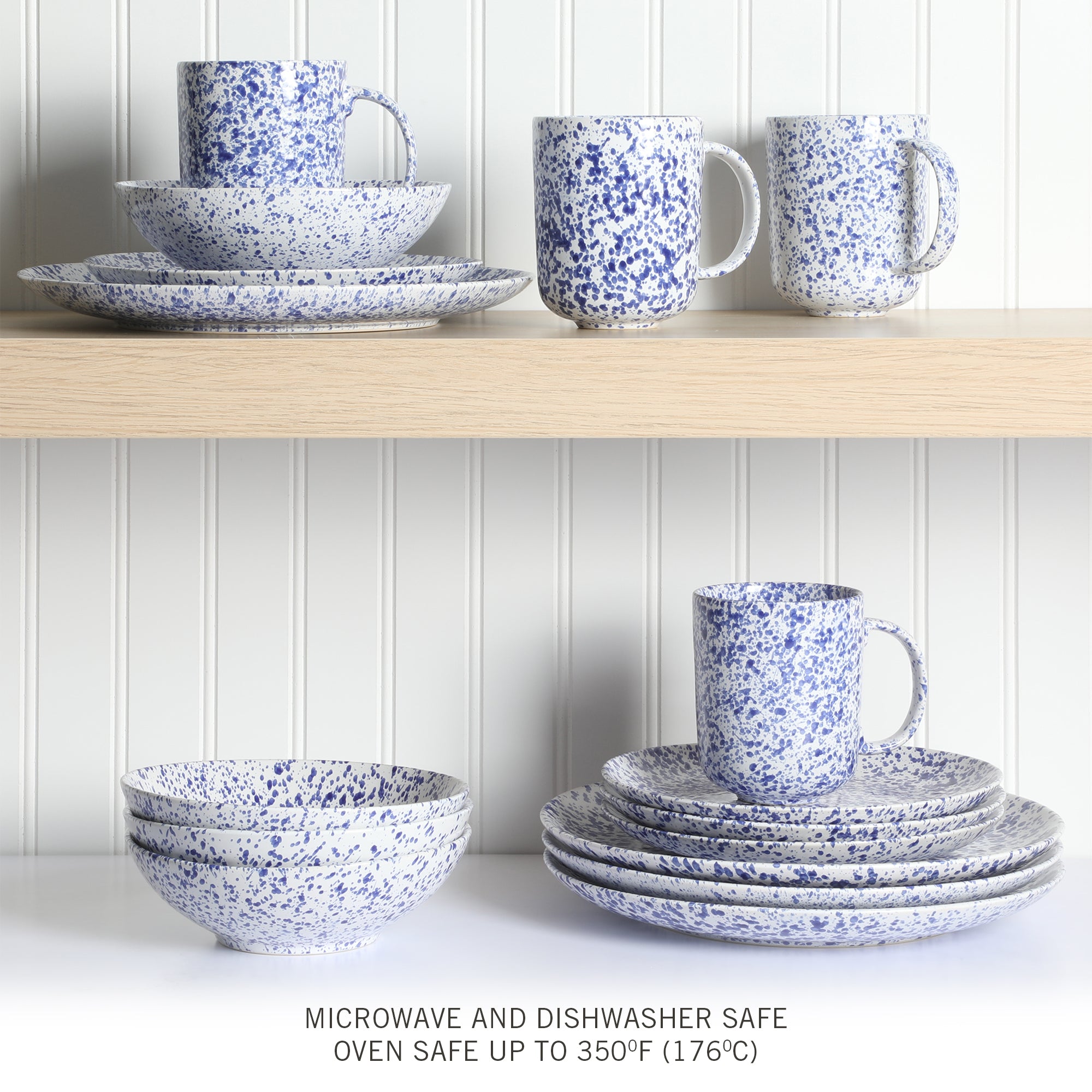 Martha Stewart Warham 16-Piece Hand Painted Splatter Reactive Stoneware Dinnerware Set