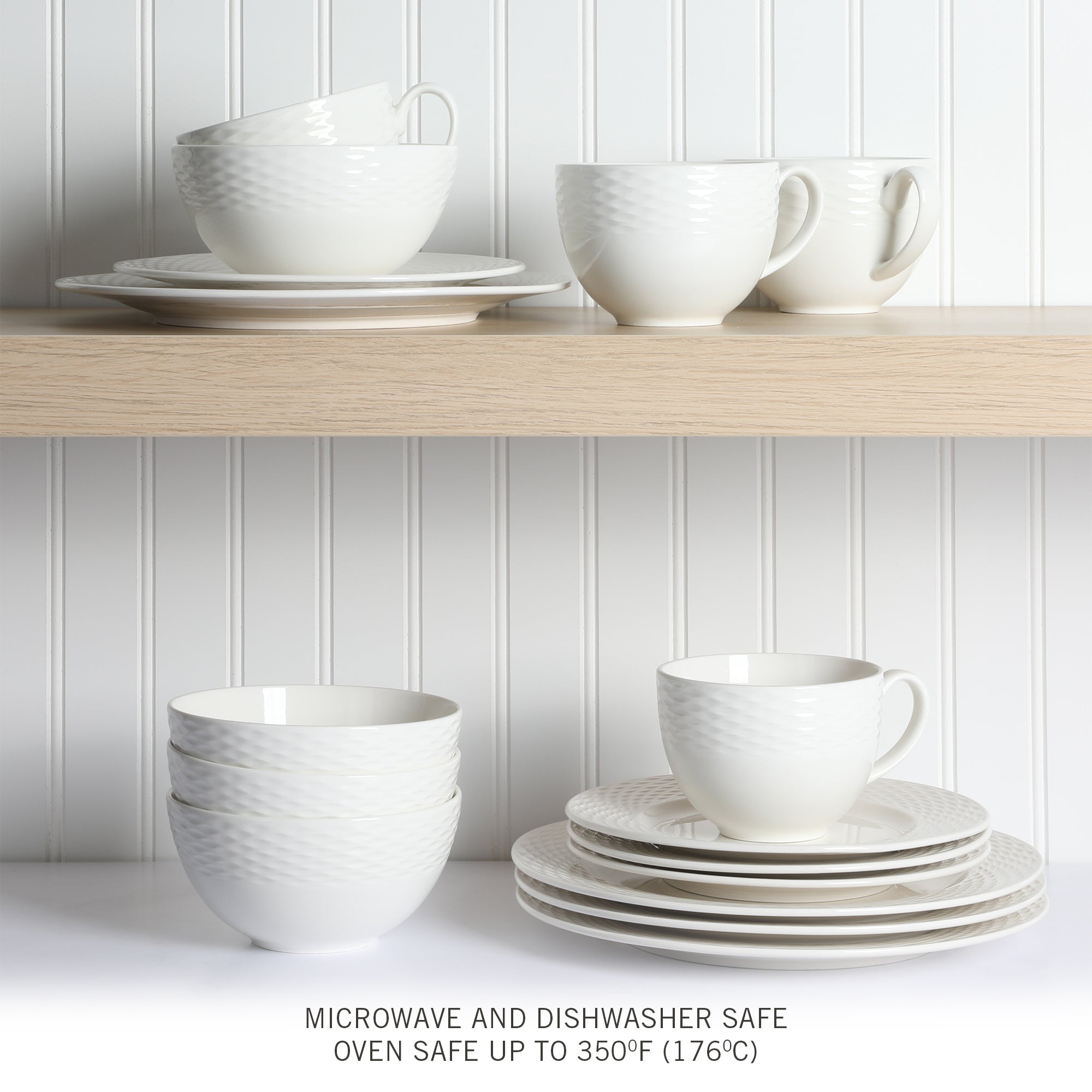 Martha Stewart Maepoole Porcelain Embossed 16-Piece Dinnerware Set