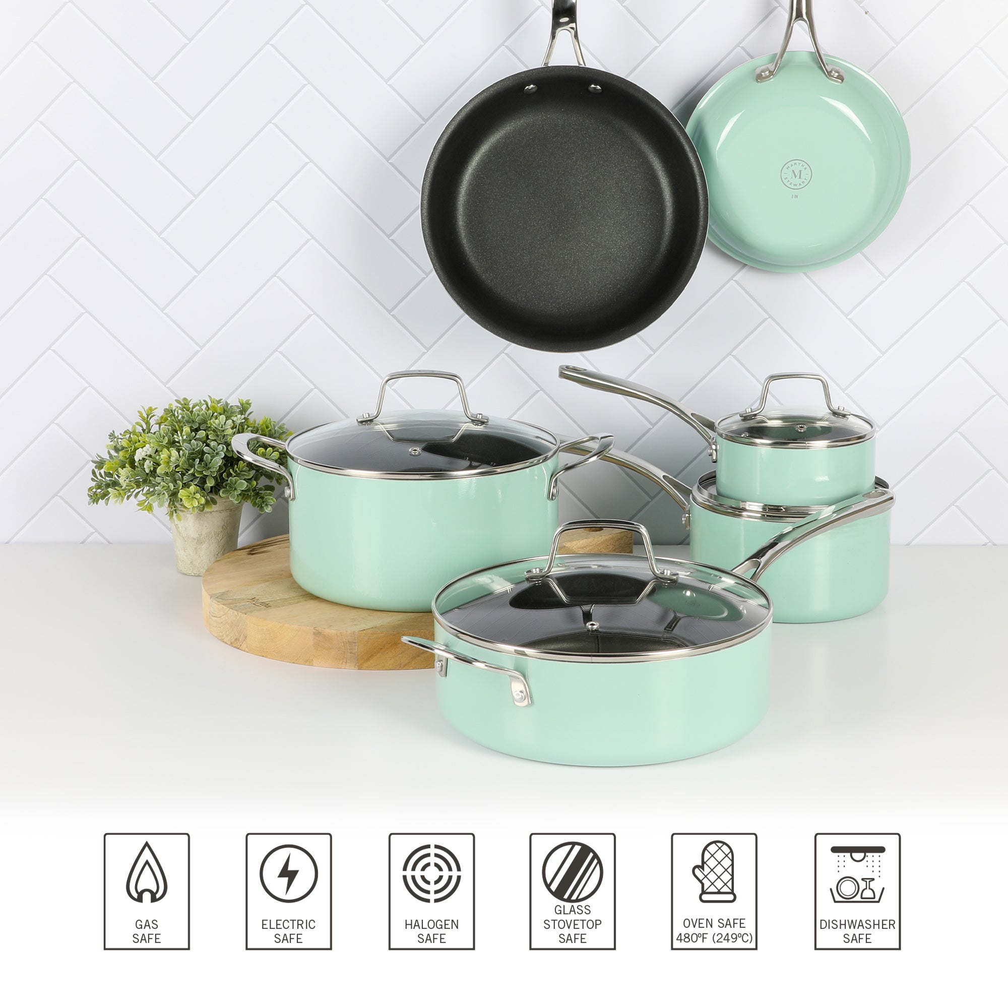 Martha Stewart Lockton 10-Piece Enameled Aluminum Non-Stick Cookware Set