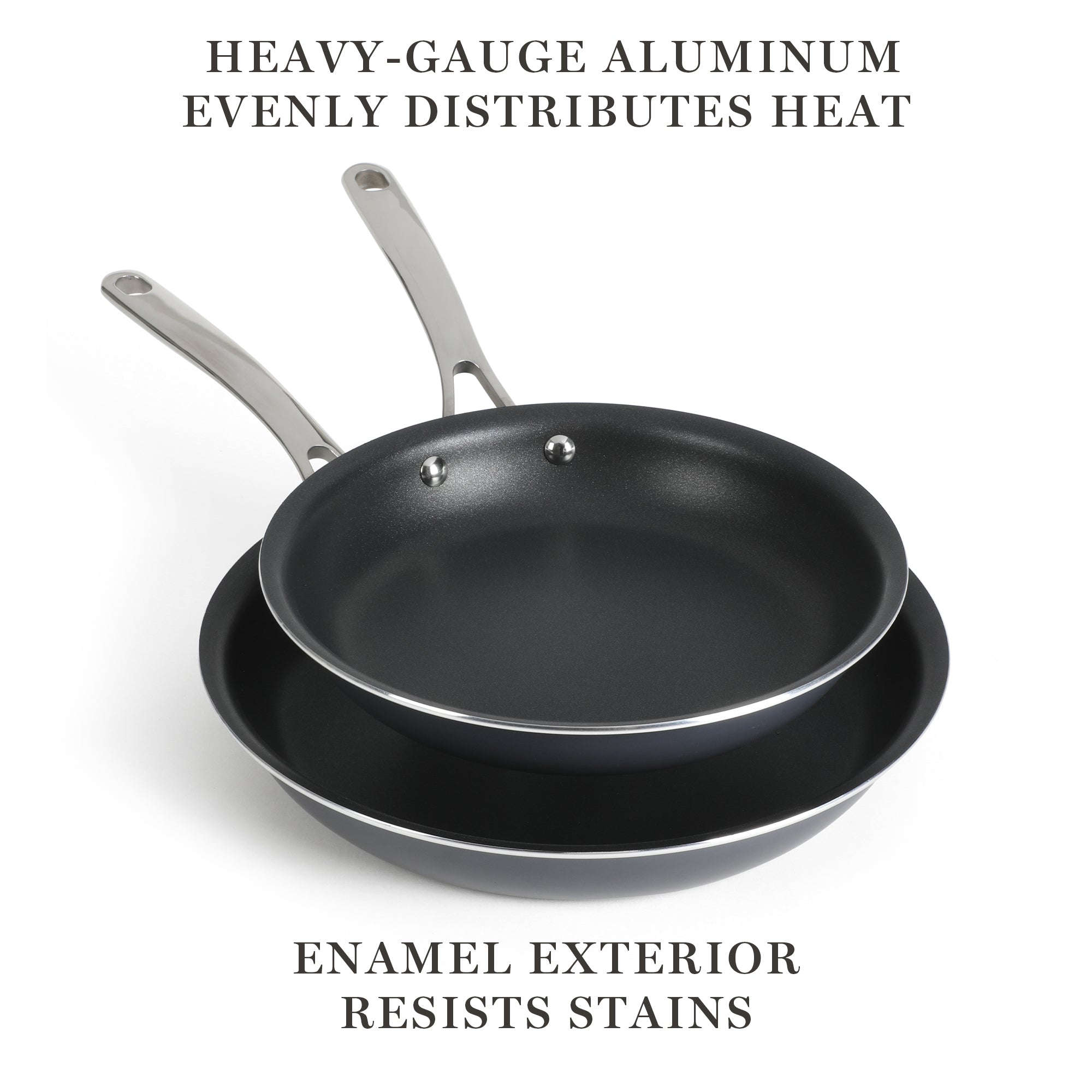 Martha Stewart Lockton 2-Piece 10" & 12" Enameled Aluminum Non-Stick Fry Pan Set