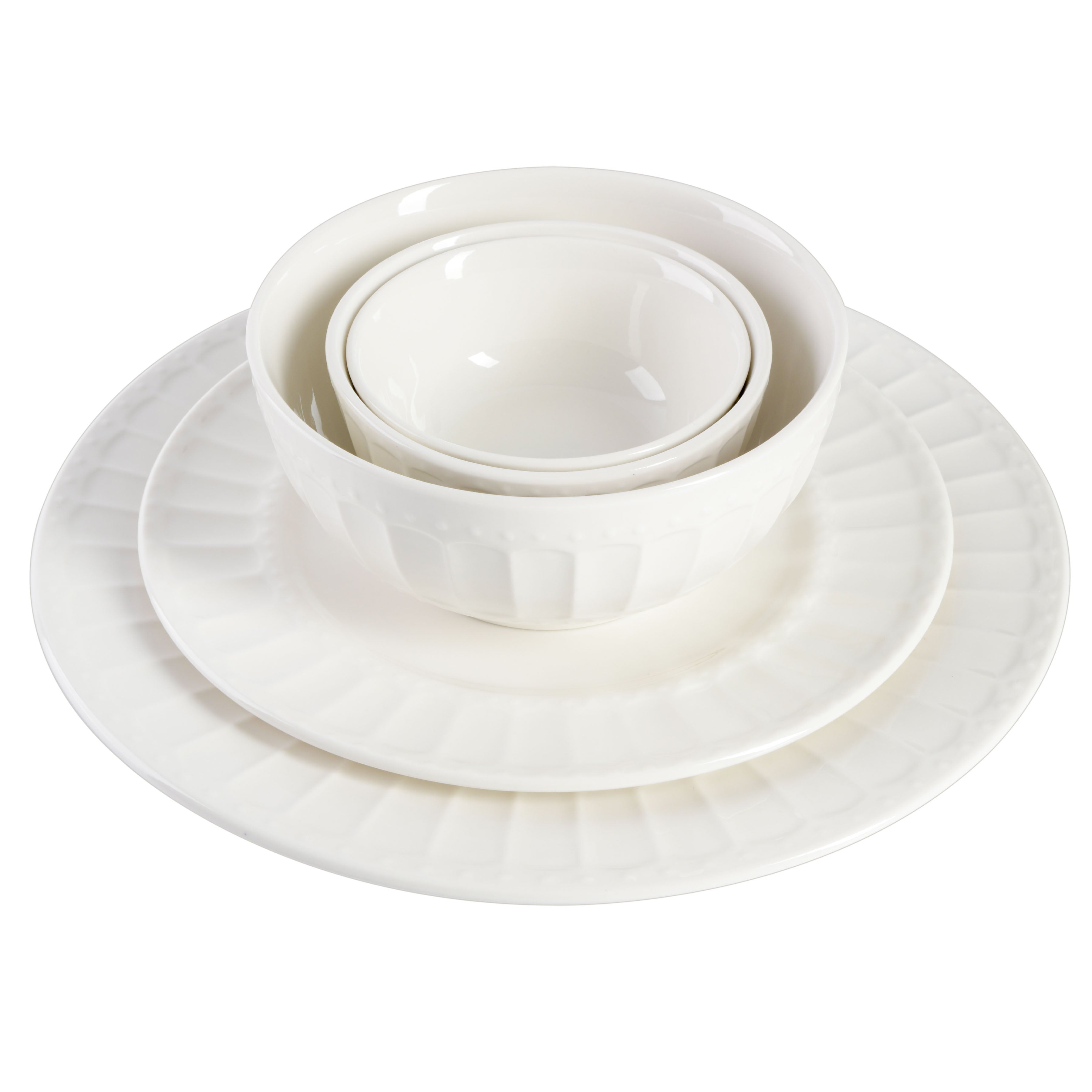 Gibson Home Gracious Dining Gourmet Expressions 40-Piece Embossed Porcelain Dinnerware Set