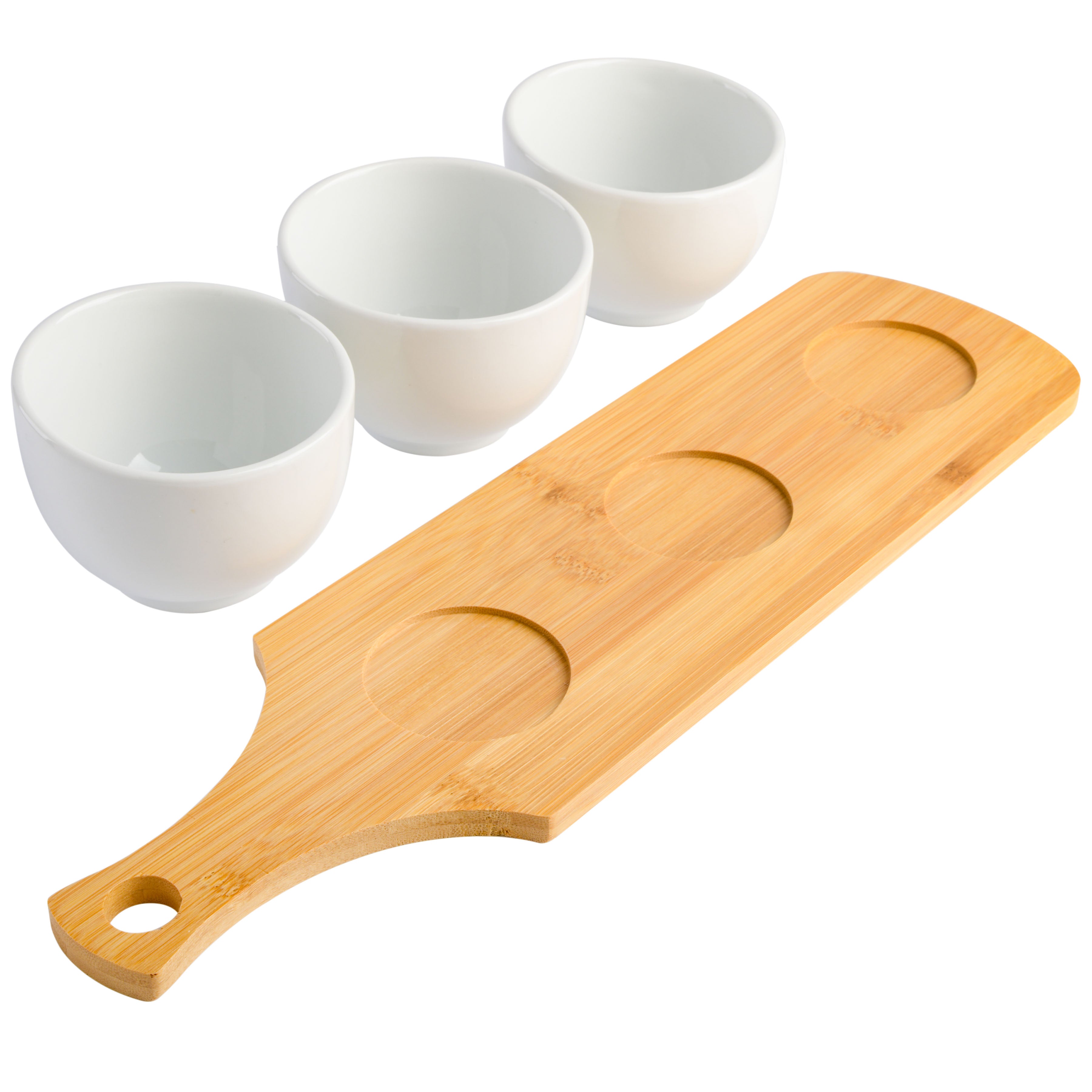 Gibson Home Gracious Dining 3-Piece Tidbit Bowl Set with Bamboo Tray