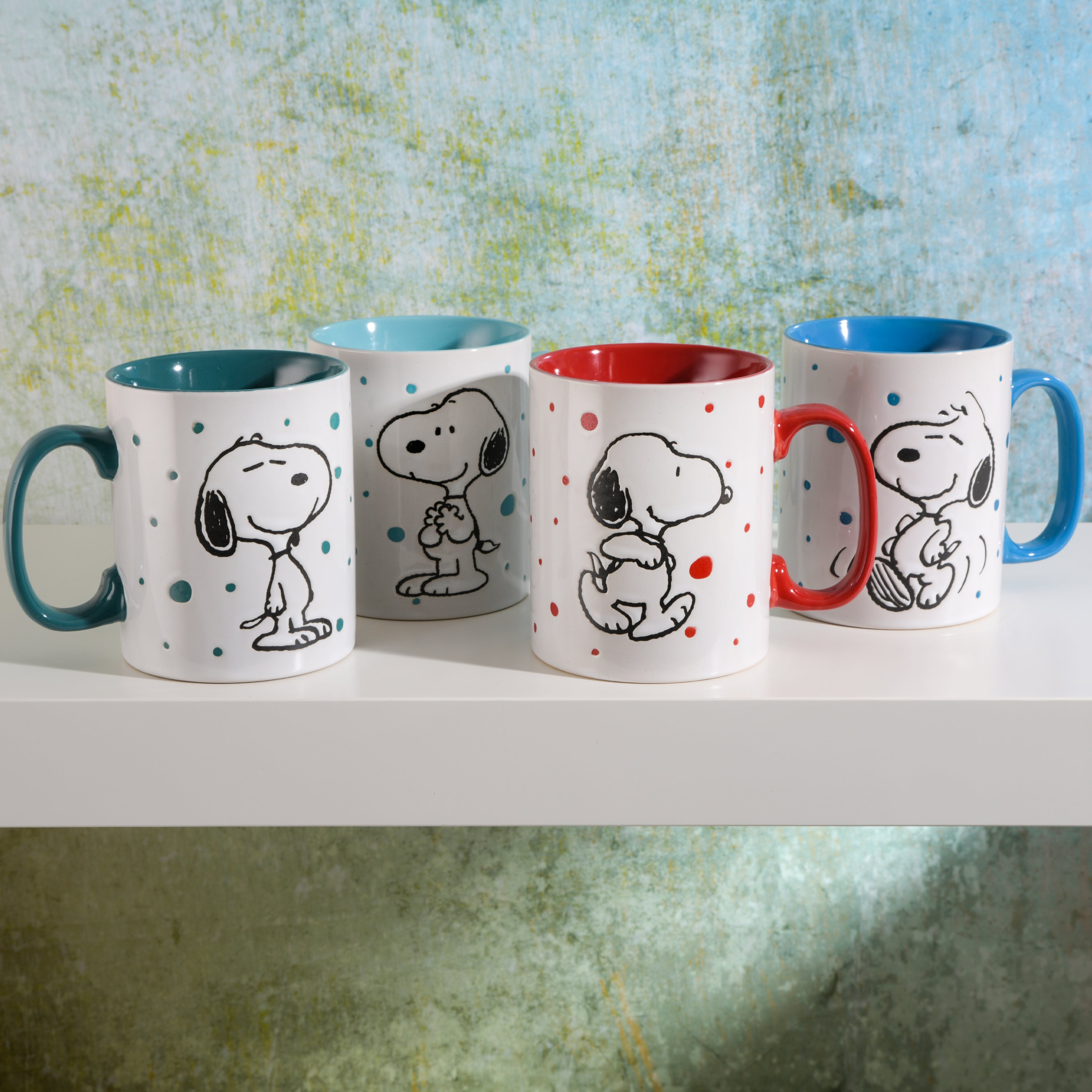 Peanuts Freckled Joy 4-Pack 15oz  Snoopy Stoneware Mug Set