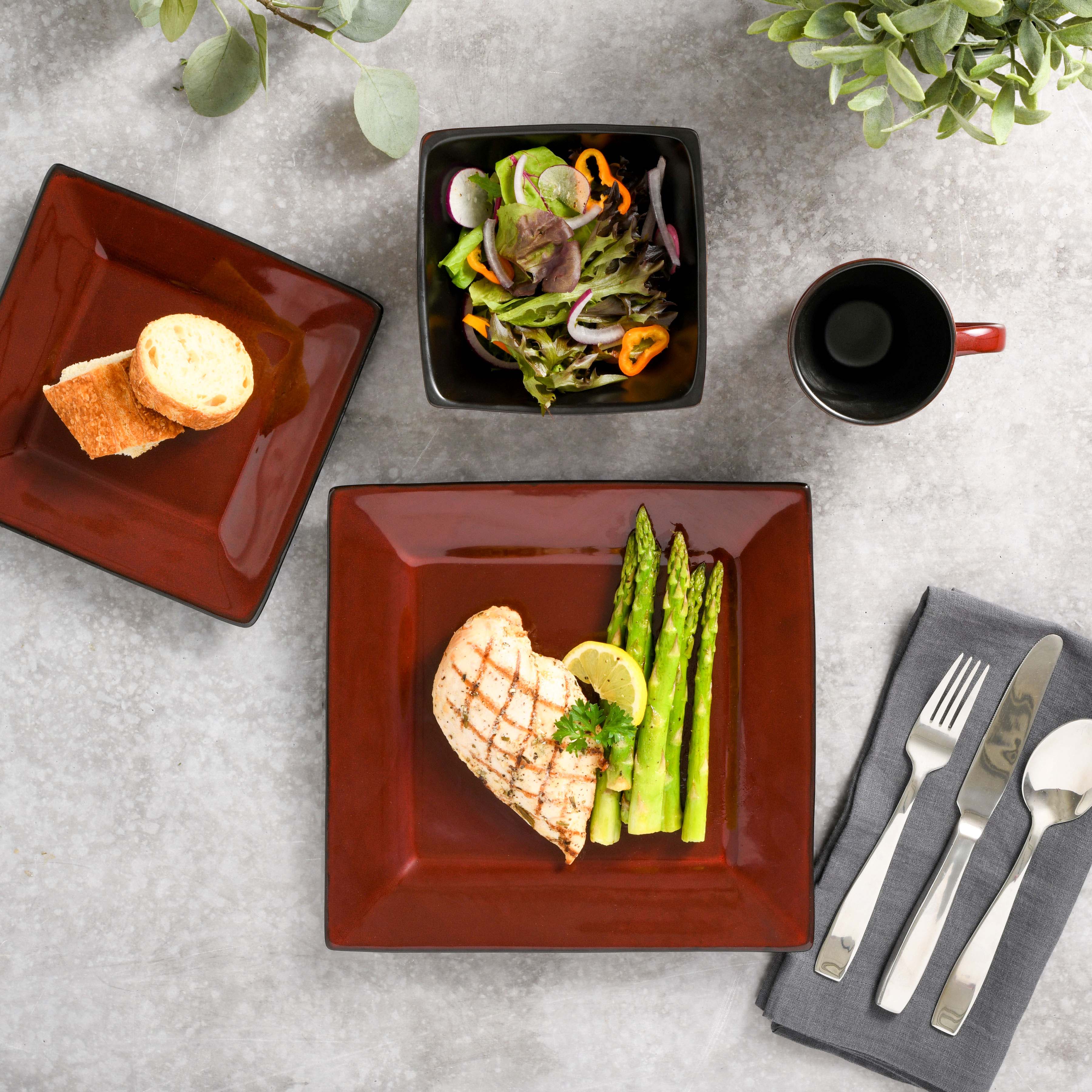 Gibson Elite Kiesling 16-Piece Reactive Stoneware Dinnerware Set