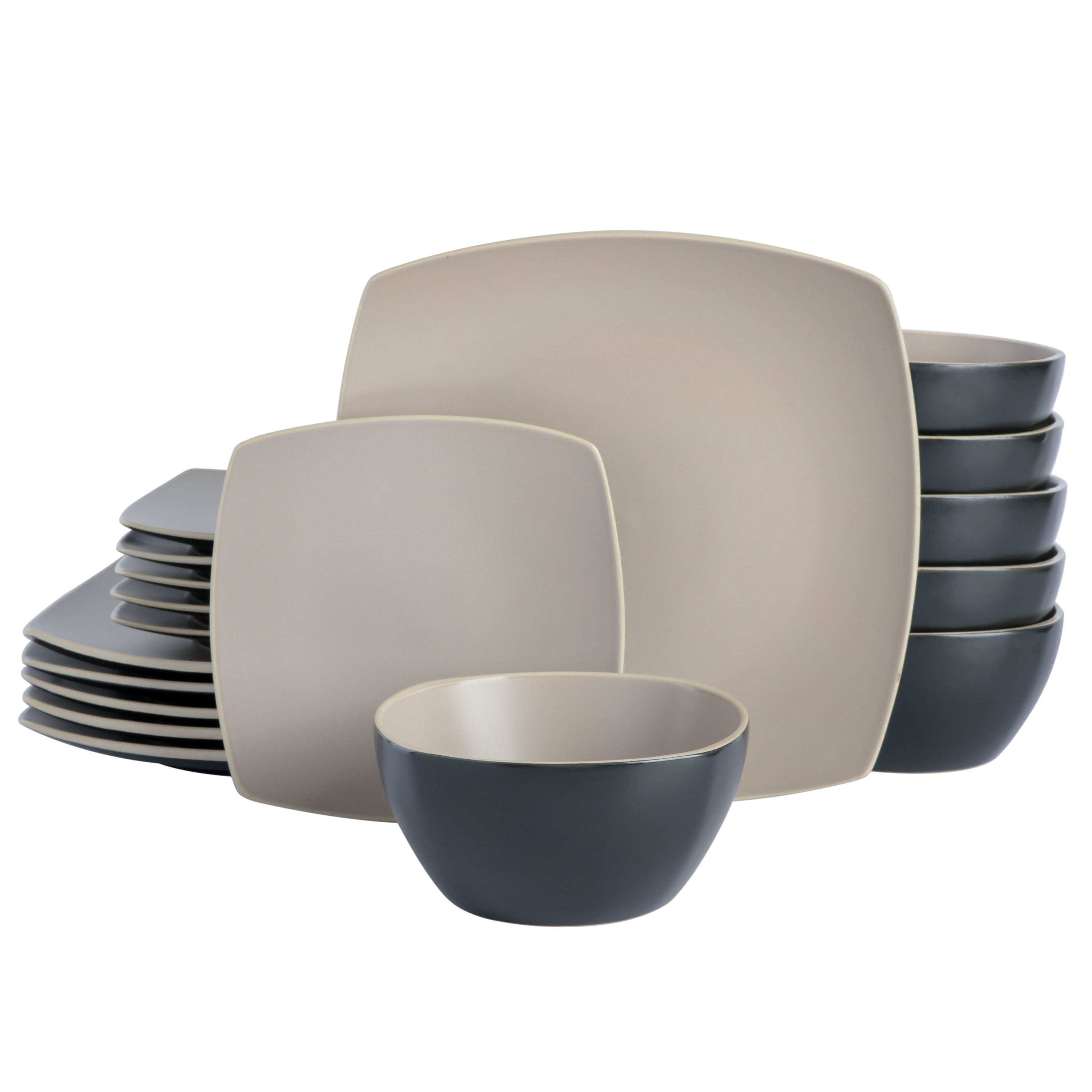 Gibson Soho Lounge Square Matte Stoneware 18-Piece Dinnerware Set
