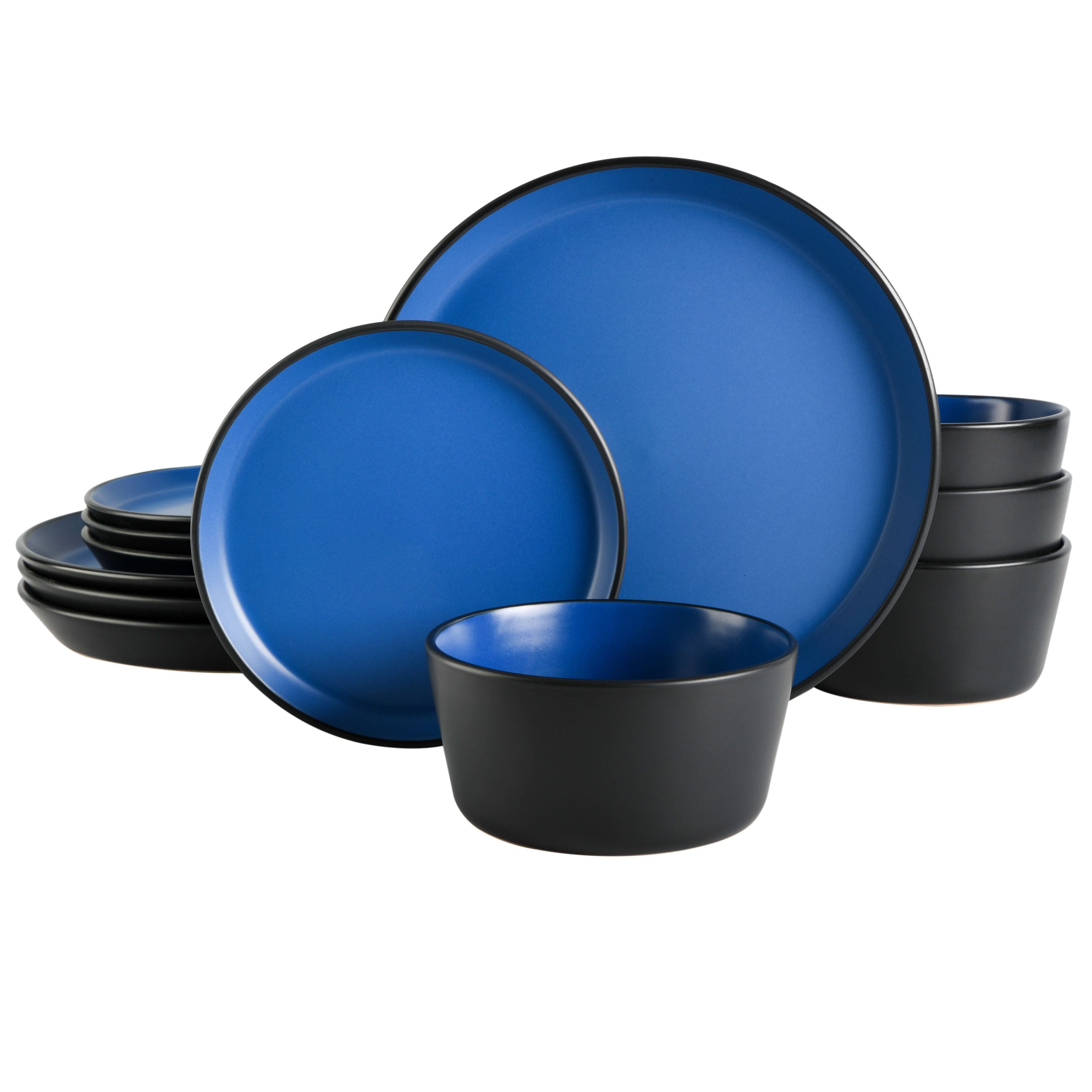 Gibson Soho Lounge Sofia 12-Piece Coupe Matte Glaze Stoneware Dinnerware Set