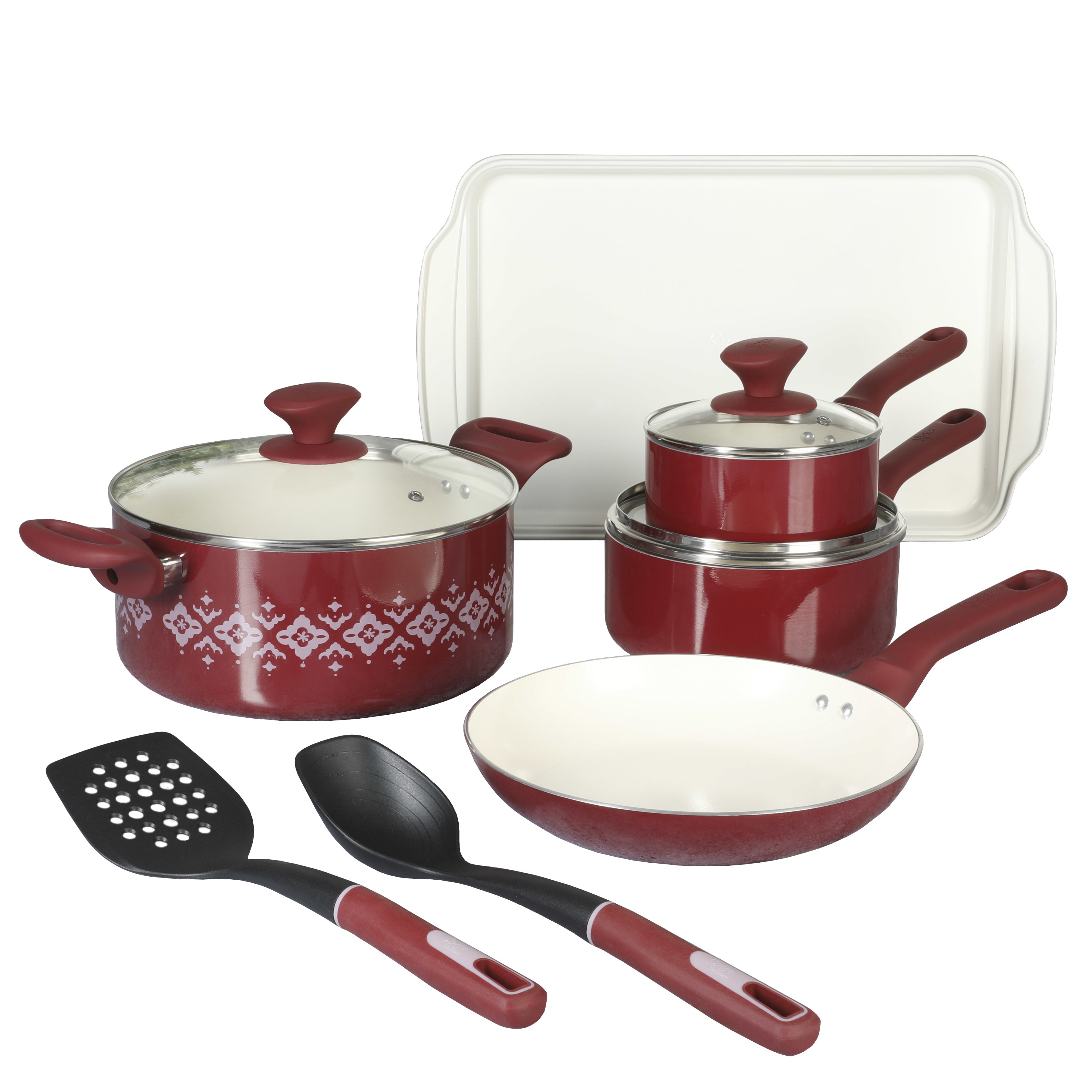 Spice by Tia Mowry 10-Piece Aluminum Cookware Set w/ Healthy Non-Stick Ceramic Interior