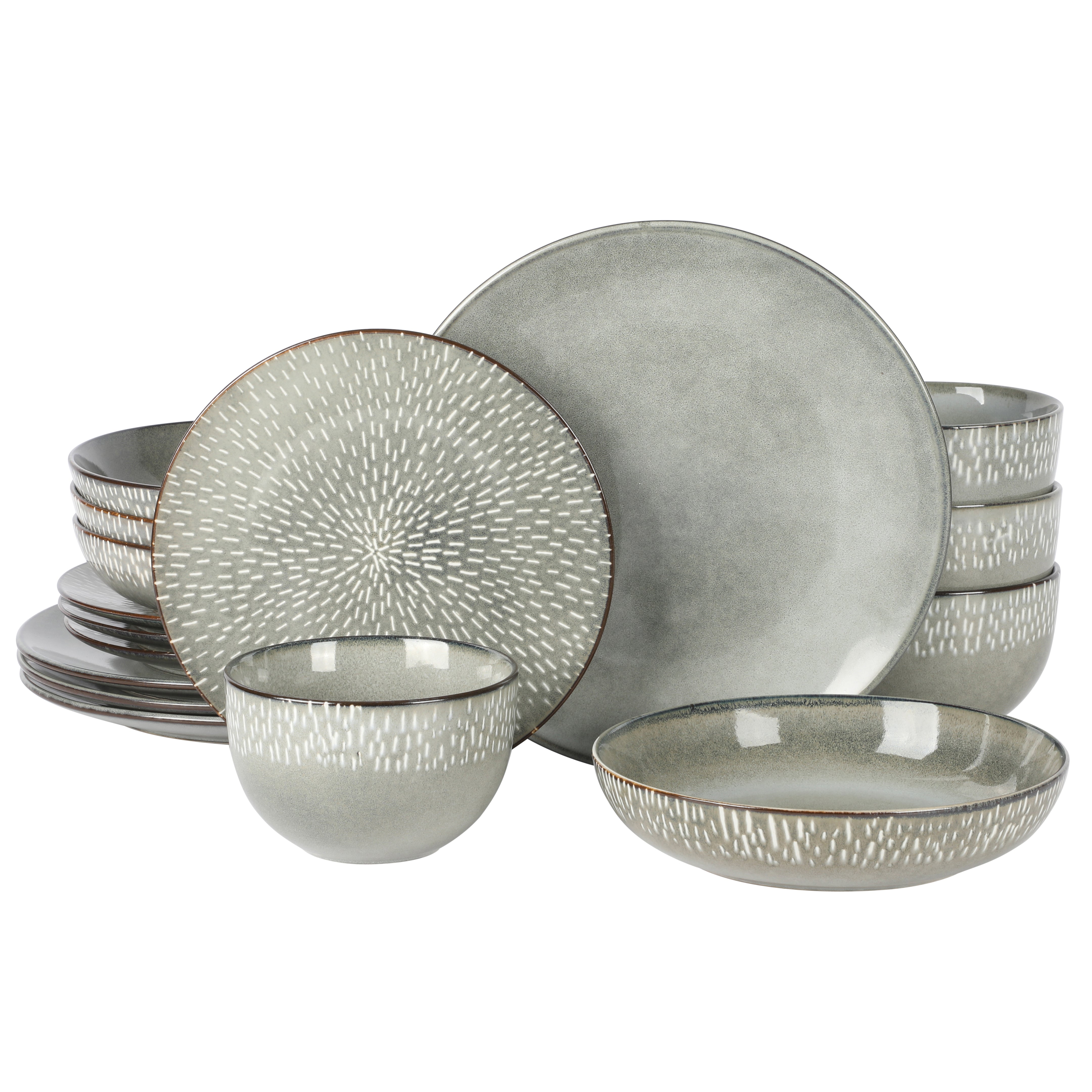 Gibson Elite Matisse 16-Piece Reactive Stoneware Double Bowl Dinnerware Set