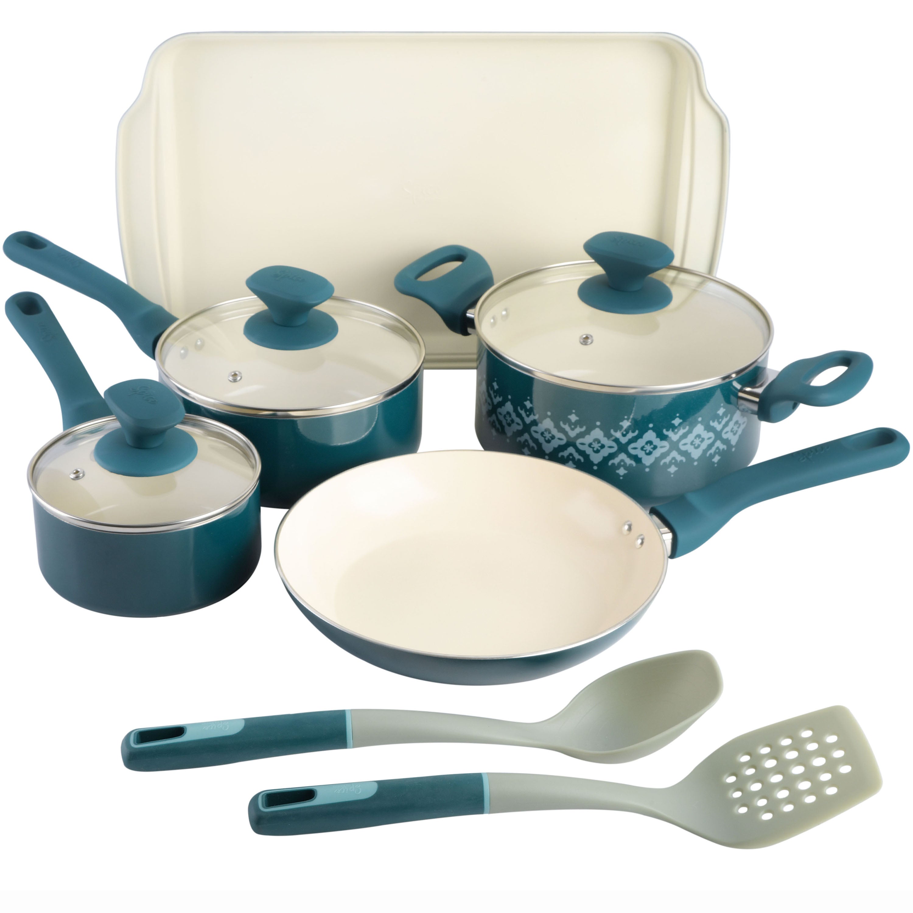Spice by Tia Mowry 10-Piece Aluminum Cookware Set w/ Healthy Non-Stick Ceramic Interior