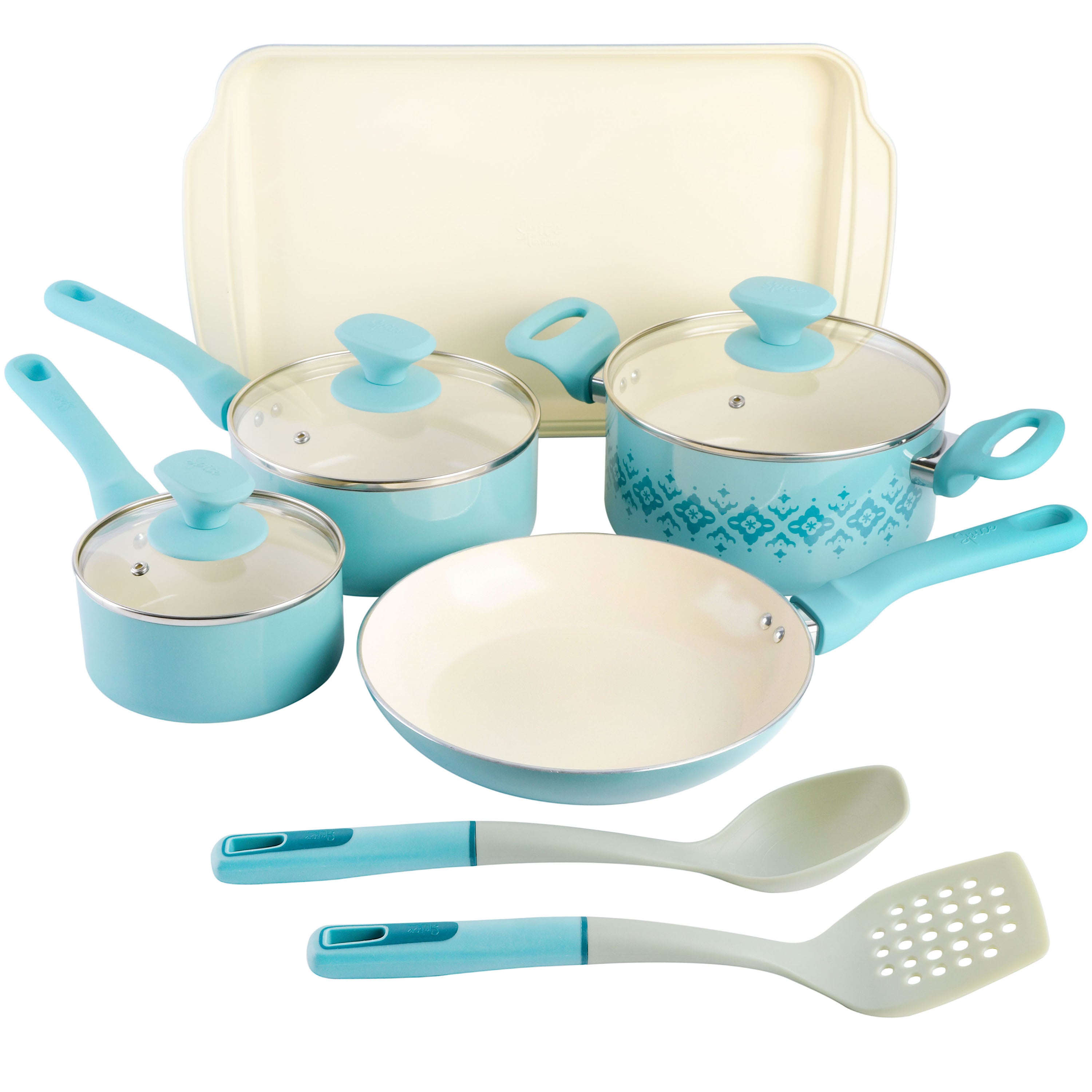 Spice by Tia Mowry 10-Piece Aluminum Cookware Set w/ Healthy Non-Stick Ceramic Interior