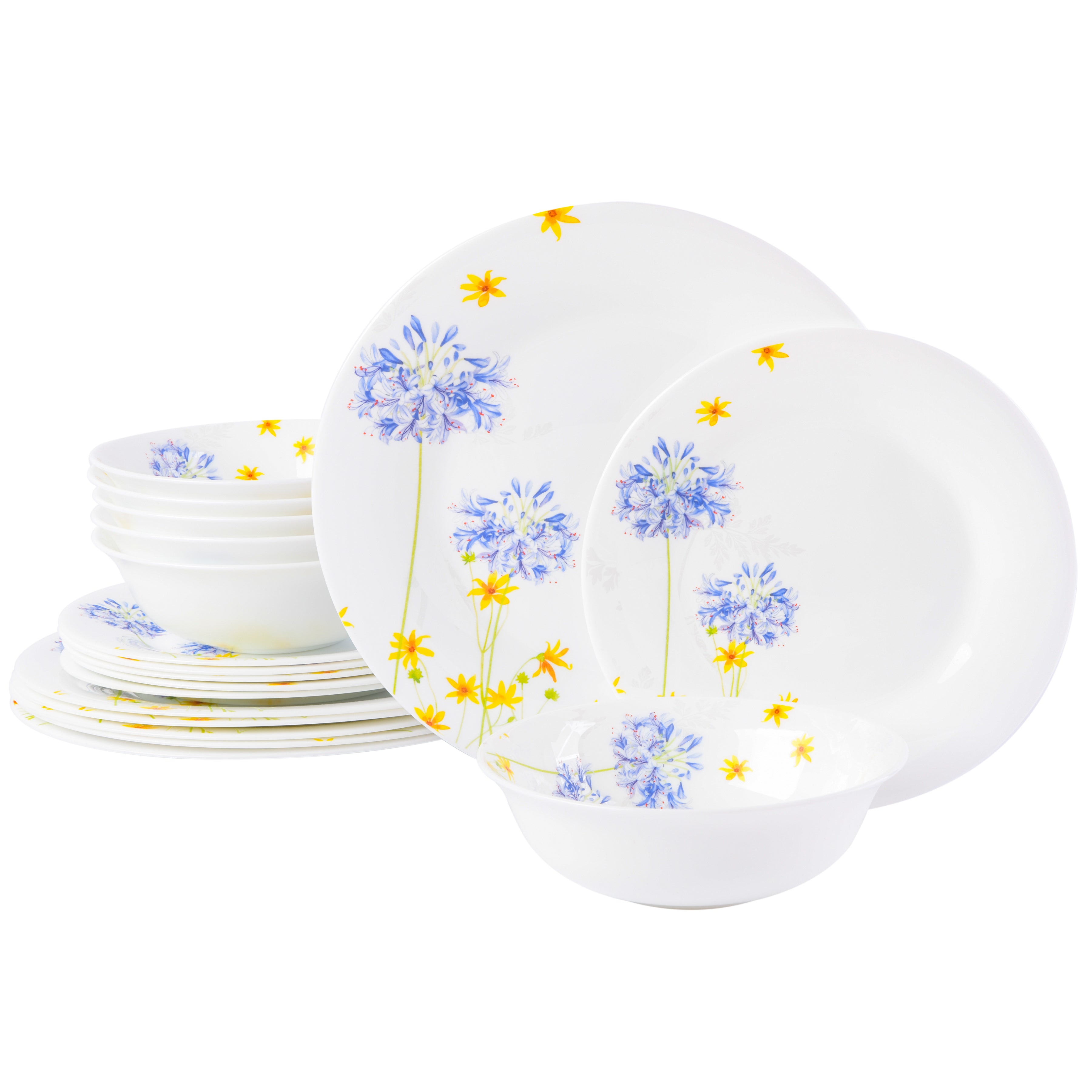 Gibson Home Ultra Round 18-Piece Opal Glass Dinnerware Set