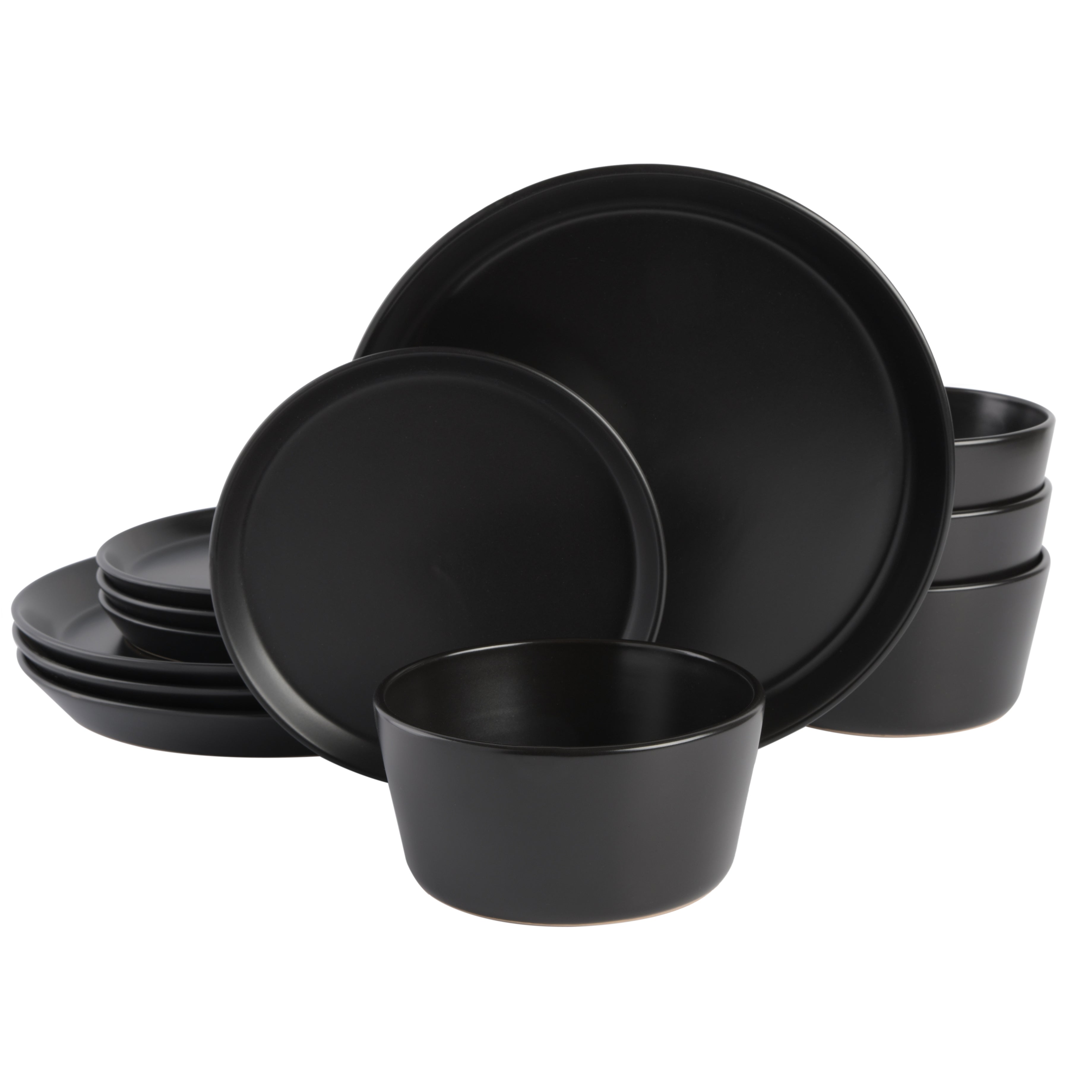 Gibson Soho Lounge Sofia 12-Piece Coupe Matte Glaze Stoneware Dinnerware Set