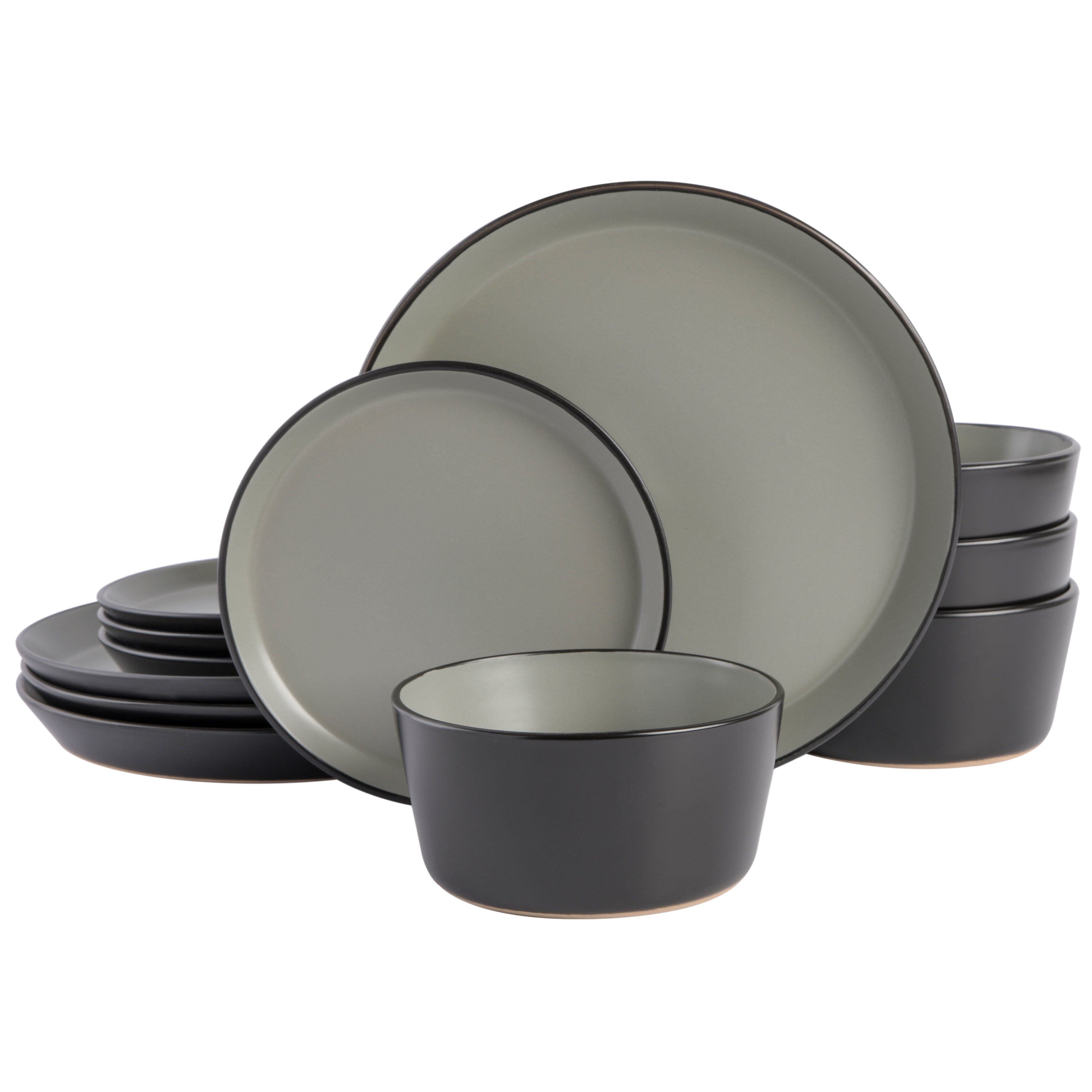 Gibson Soho Lounge Sofia 12-Piece Coupe Matte Glaze Stoneware Dinnerware Set