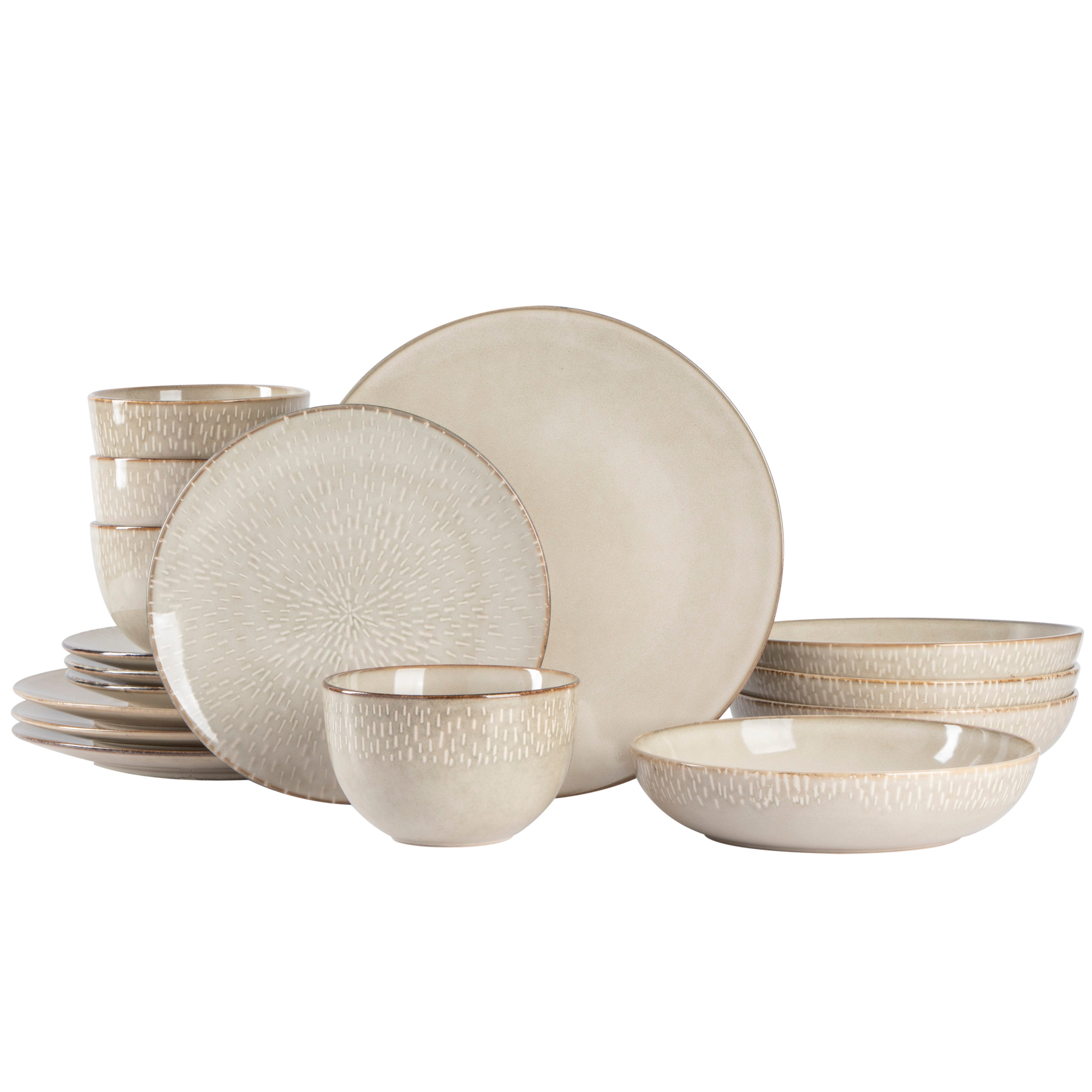 Gibson Elite Matisse 16-Piece Reactive Stoneware Double Bowl Dinnerware Set