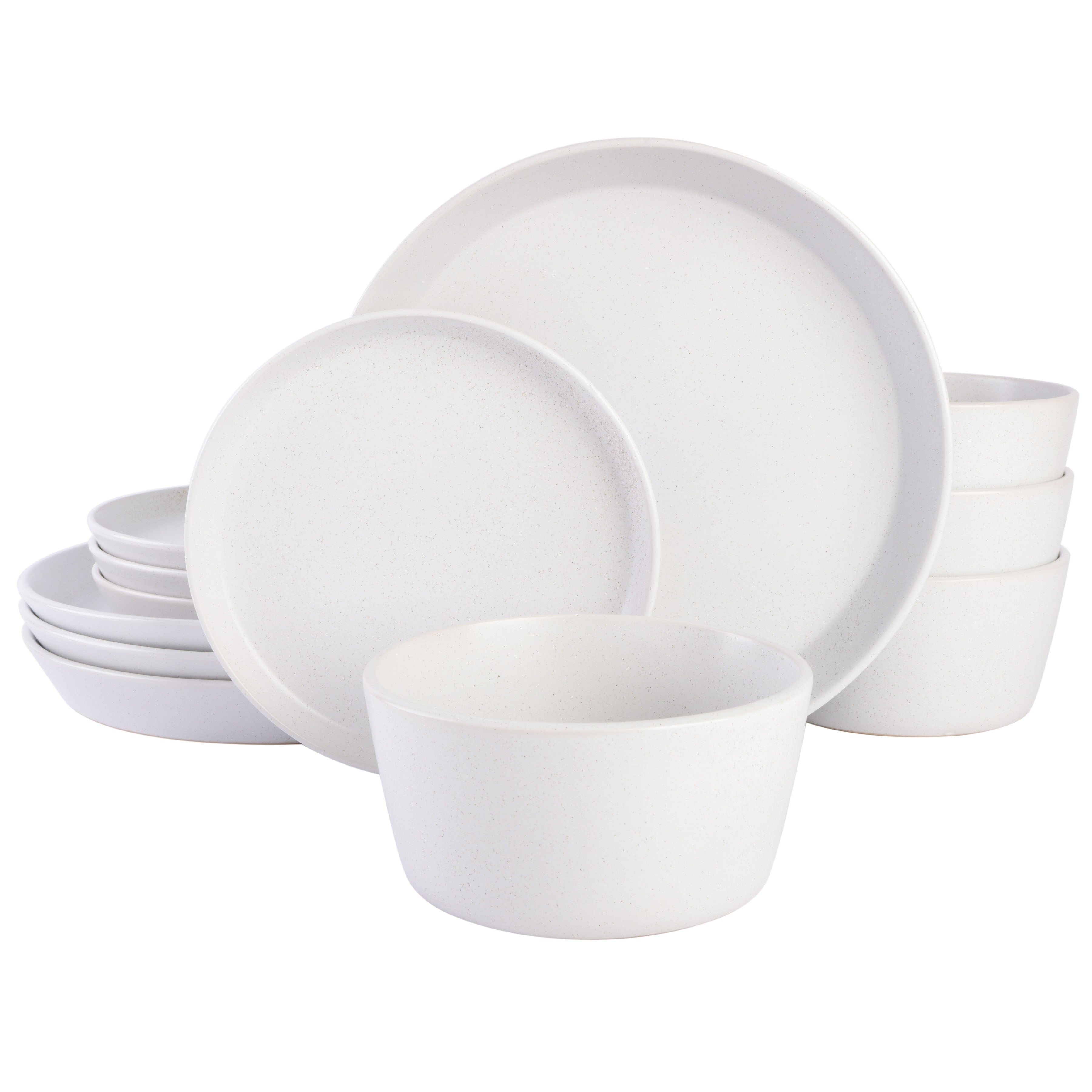 Gibson Soho Lounge Sofia 12-Piece Coupe Matte Glaze Stoneware Dinnerware Set